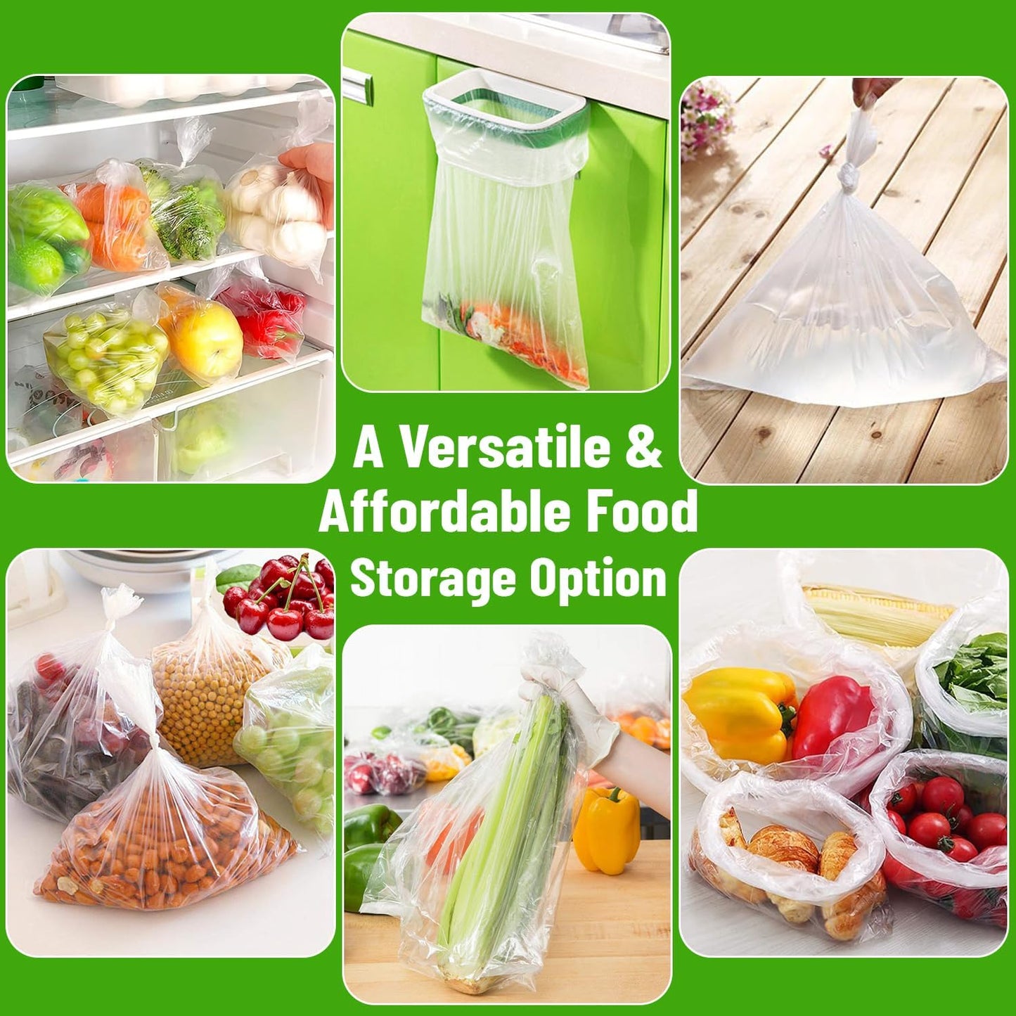 [4 Rolls] 12" X 20" Plastic Produce Bags on a Roll, Bread and Grocery Clear Bag, 350 Bags Per Roll