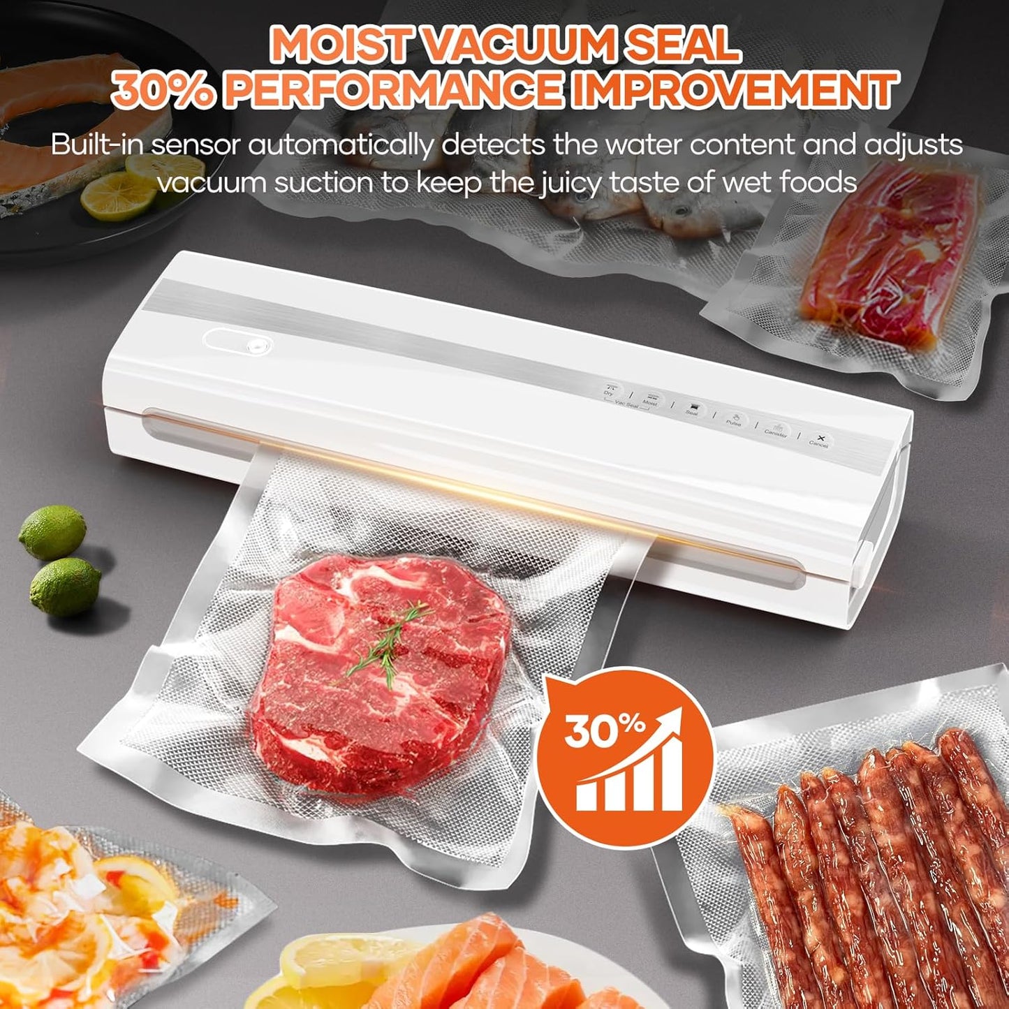 Vacuum Sealer Machine With Vacuum Sealer Bags, Dry/Moist Compact Full Automatic Food Sealer, Air Sealer Machine with Vacuum Seal Rolls, Bag Cutter,