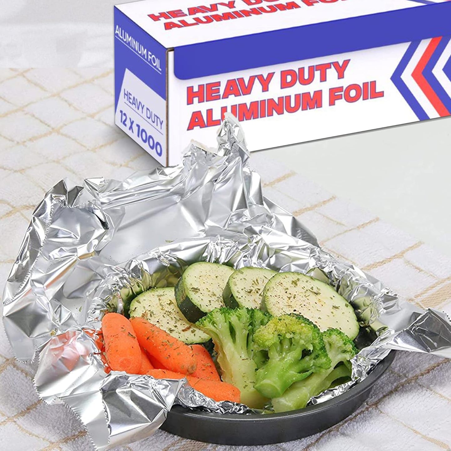Aluminum Foil (12"x1000 ft.) - Heavy Duty Aluminum Foil Wrap for Food, BBQ, Grilling and Roasting - Tin Foil Perfect for Multipurpose Kitchen (1 Box)