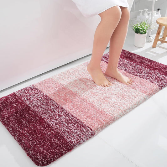 OLANLY Bathroom Runner Rugs 44x24, Extra Soft Absorbent Microfiber Bath Rugs, Rubber Backing, Quick Dry, Machine Washable Bath Mats for Bathroom Floor, Tub and Shower, Home Decor Accessories, Red