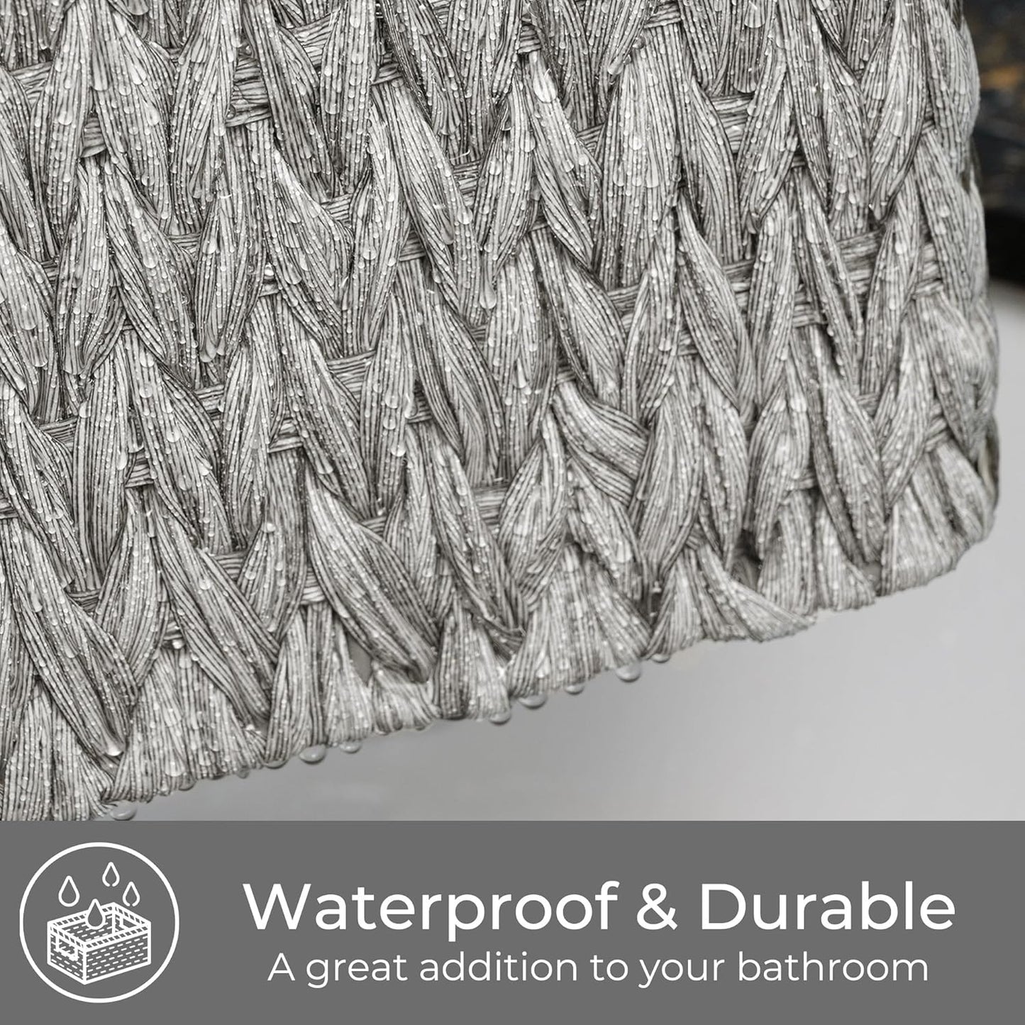 GRANNY SAYS Wicker Storage Baskets for Shelves, Waterproof Wicker Baskets for Organizing, Woven Basket for Shelves, Decorative Basket for Living Room, Grey