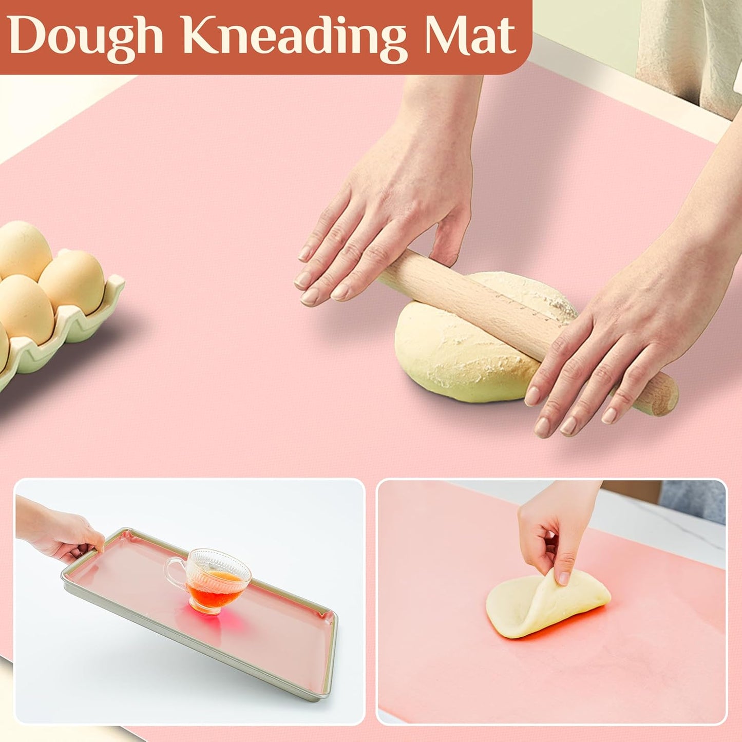 Silicone Baking Mat, 12 IN x 10 FT Free Cutting Baking Sheet, Non-Stick Reusable Dough & Pastry Mat, Non-Slip Silicone Mat Roll for Air Fryer Liner, Freeze Dryer, Oven Baking Pan, Kitchen Counter