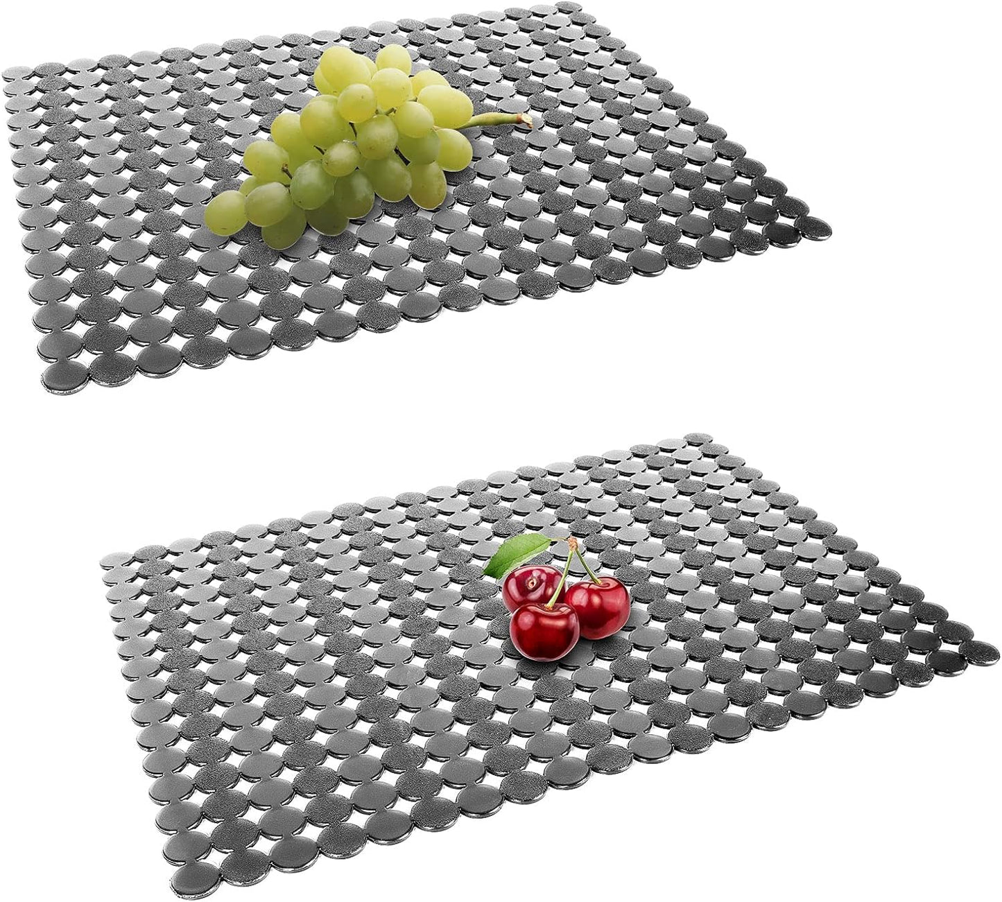 Qulable 2Pack Kitchen Sink Mat for Stainless Steel/Ceramic Sinks, PVC Eco-friendly Protectors for Bottom of Kitchen Sink, Adjustable, Fast Draining, Dots Design, 11.8x15.7 (Black Translucent)