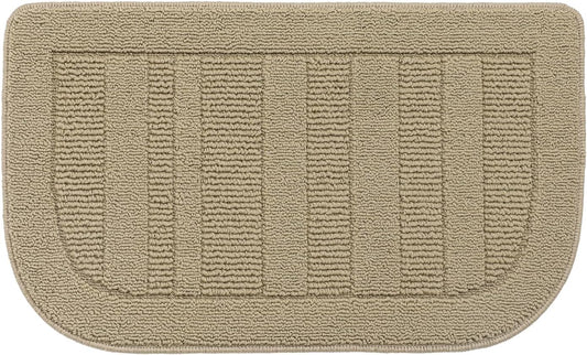 BEQHAUSE 30x18 Inch Kitchen Rug Mat Durable Kitchen Rugs Non-Slip Washable Absorbent Kitchen Mats for Floor Dirt-Resistant Semicircular Kitchen Mat (Beige)