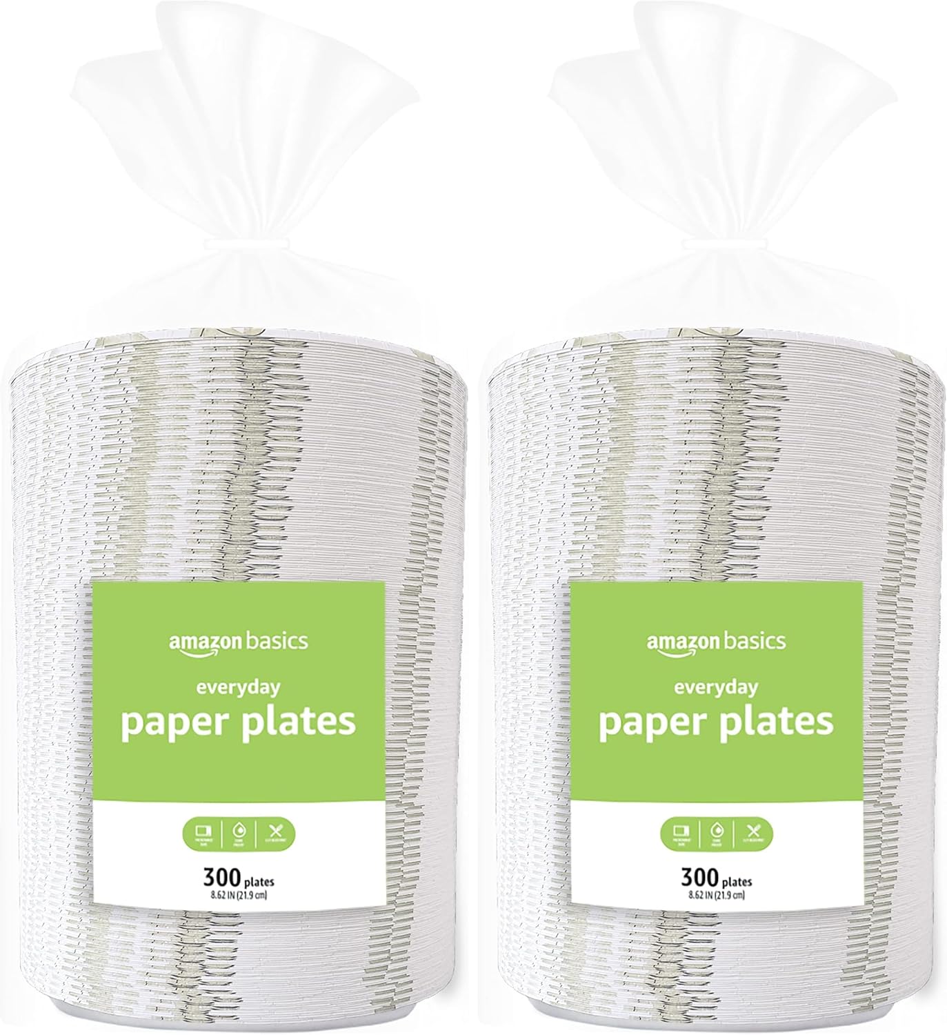 Amazon Basics Everyday Paper Plates, 8.62 Inch, Disposable, 300 Count (Pack of 2)