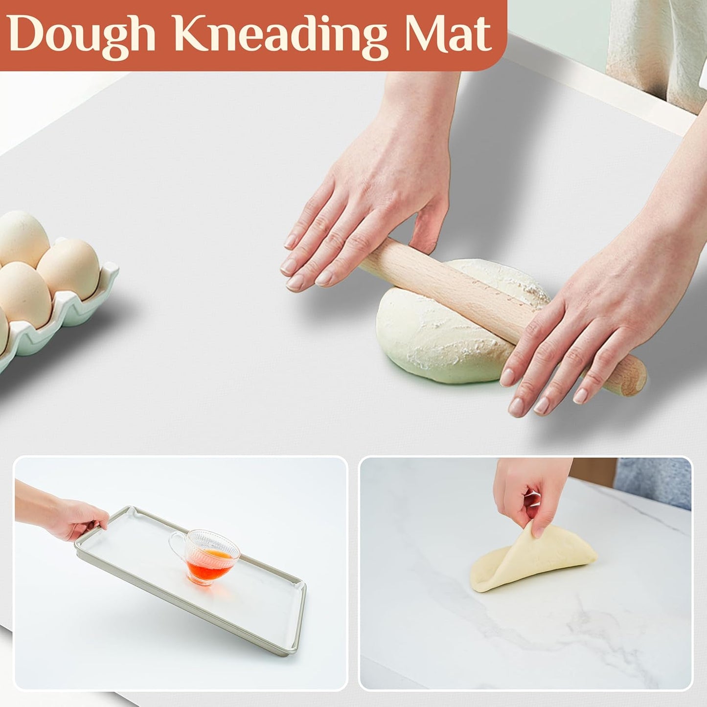 Silicone Baking Mat, 12 IN x 6 FT Free Cutting Baking Sheet,Non-Stick Reusable Dough & Pastry Mat,Non-Slip Silicone Mat Roll for Air Fryer Liner,Freeze Dryer,Oven Baking Pan,Kitchen Counter