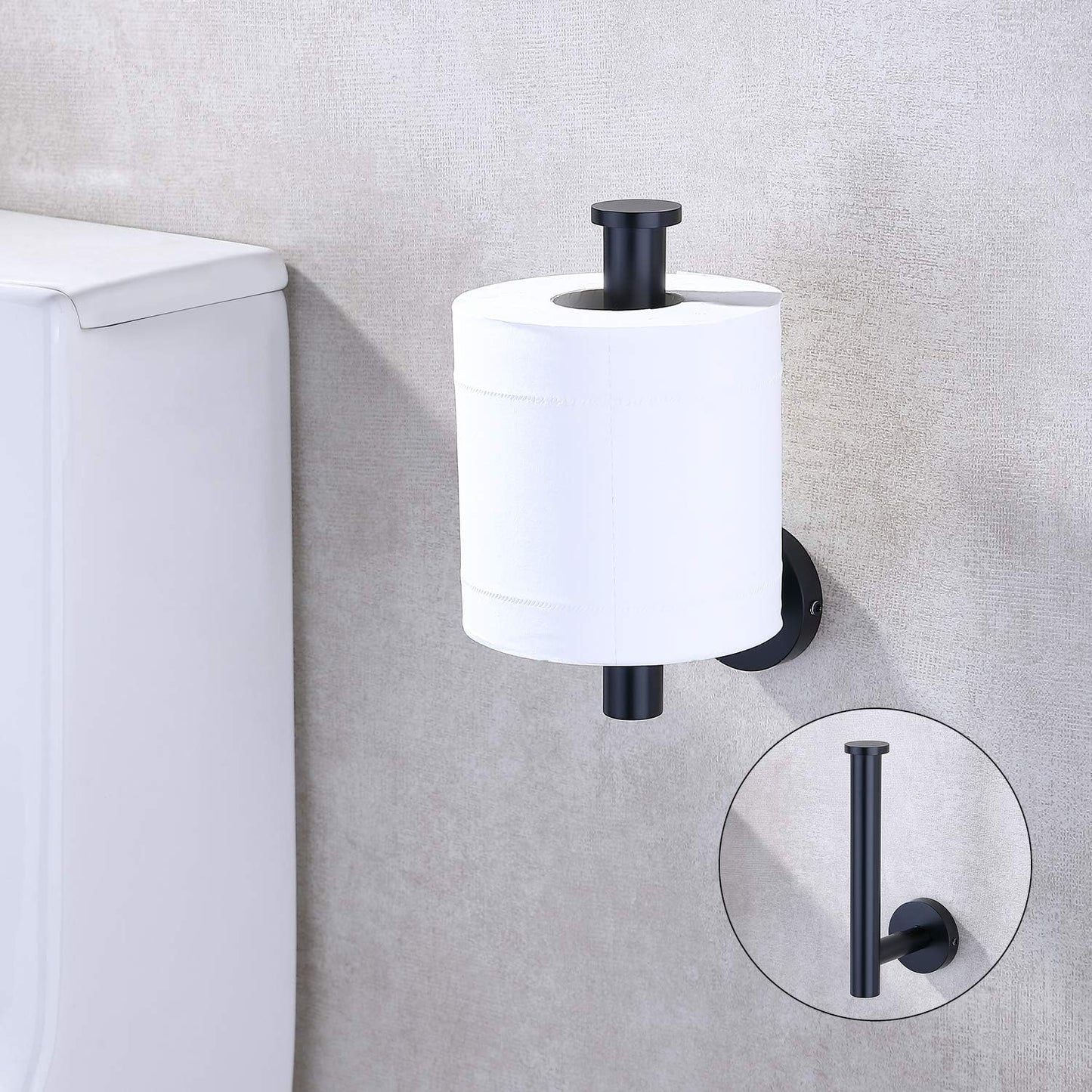 TASTOS Toilet Paper Holder SUS304 Stainless Steel Round Size Matte Black 2 Pack