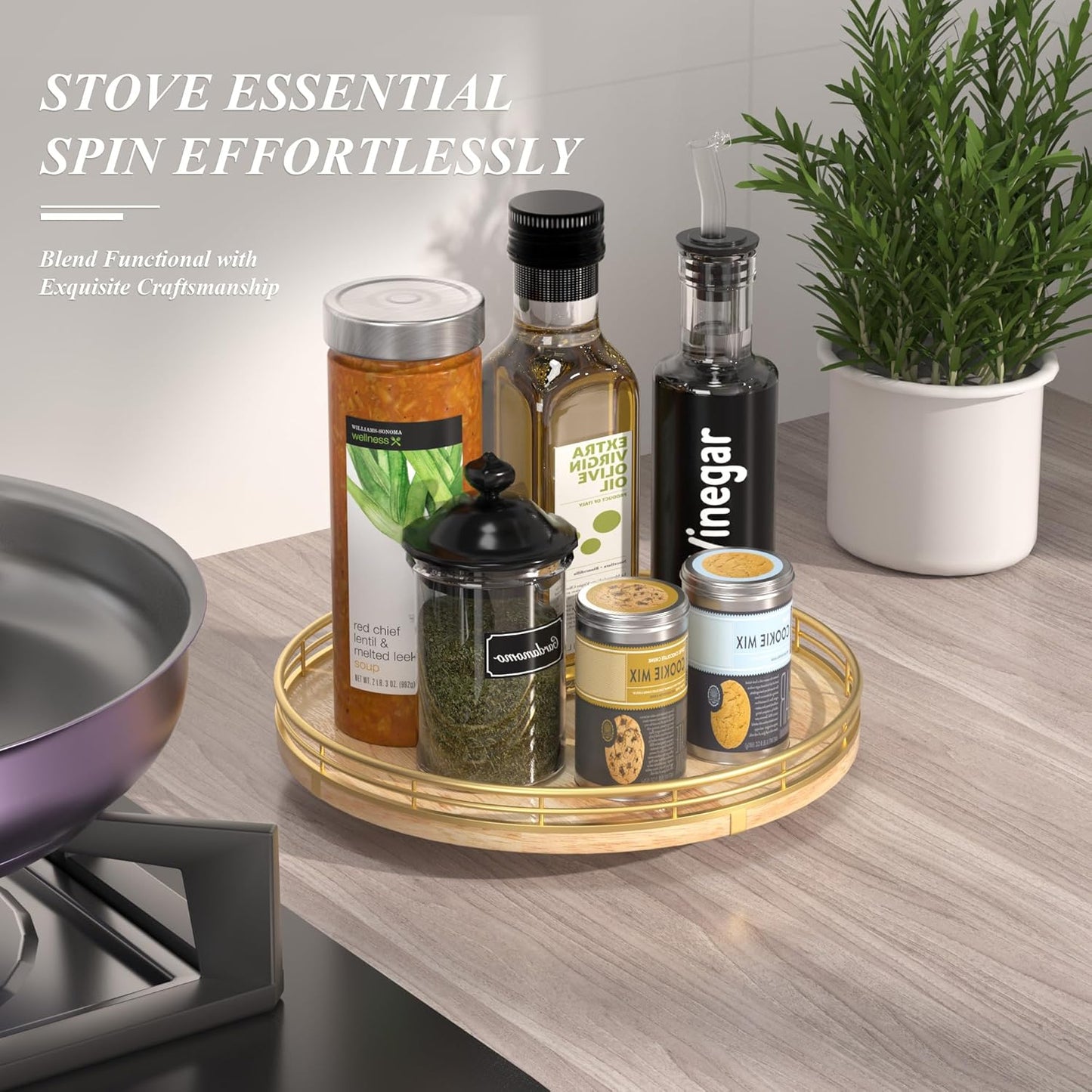 Farmhouse Oak 10" Lazy Susan Turntable Organizer for Cabinet, Round Wooden Lazy Susan Organization and Storage for Dining Table, Pantry, Kitchen, Countertop, Cupboard,Home Decor