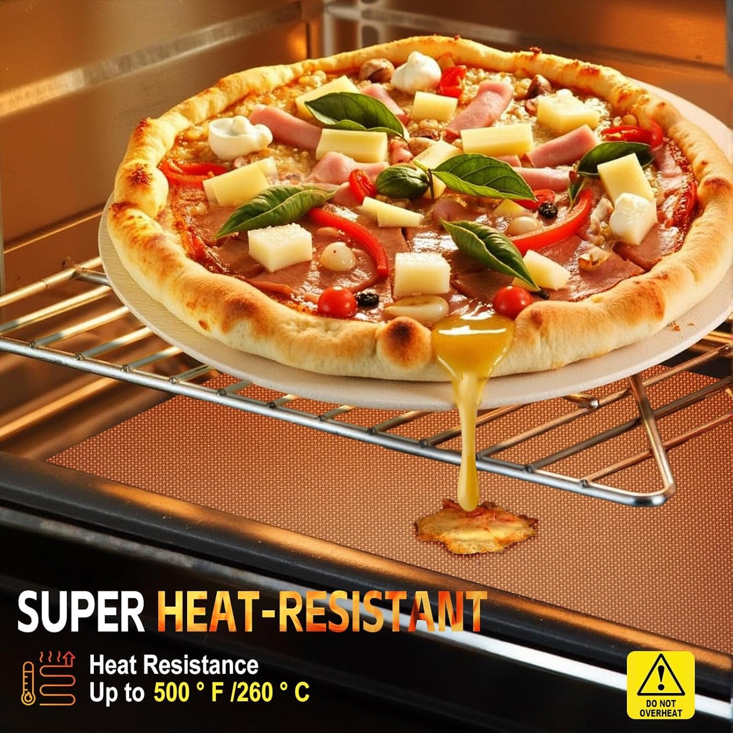 2 Pack Oven Liners for Bottom of Oven, 17"x25" Heavy Duty Non-Stick Oven Liner Mat, Reusable Heat Resistant Grill & Baking Mat, BPA/PFOA Free Roaster Liners, Fits Electric, Gas, Toaster Ovens (Black)