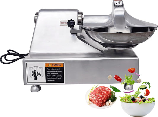 TECHTONGDA 110V Commercial Food Processor Electric Food Cutter Meat Vegetable Chopper Grinder Machine with 5.5L Capacity for Vegetables Fruits Meat Grains Peanut Ginger Garlic