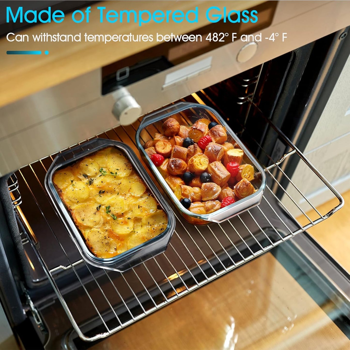 NUTRIUPS 1.4QT Small Glass Casserole Dish With Lid, 8.5×6.1in Rectangular Casserole Dish for Oven