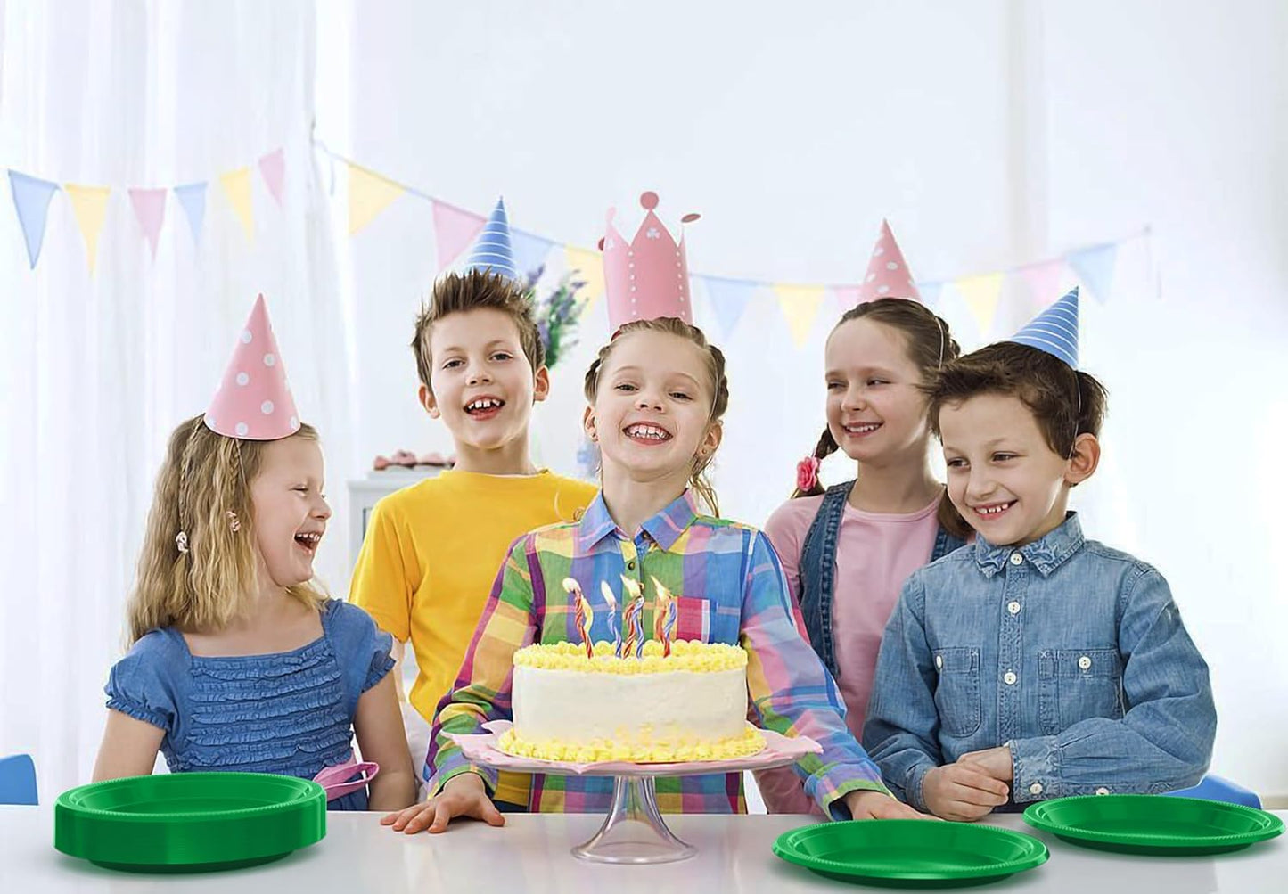 Exquisite Party Solids Emerald Green Plastic Plates For Party 10" Emerald Green Disposable Plates Heavy Duty Supplies 100 Pcs Plastic Dinnerware Sets Heavy Duty 350 GSM Disposable Dinnerware Set