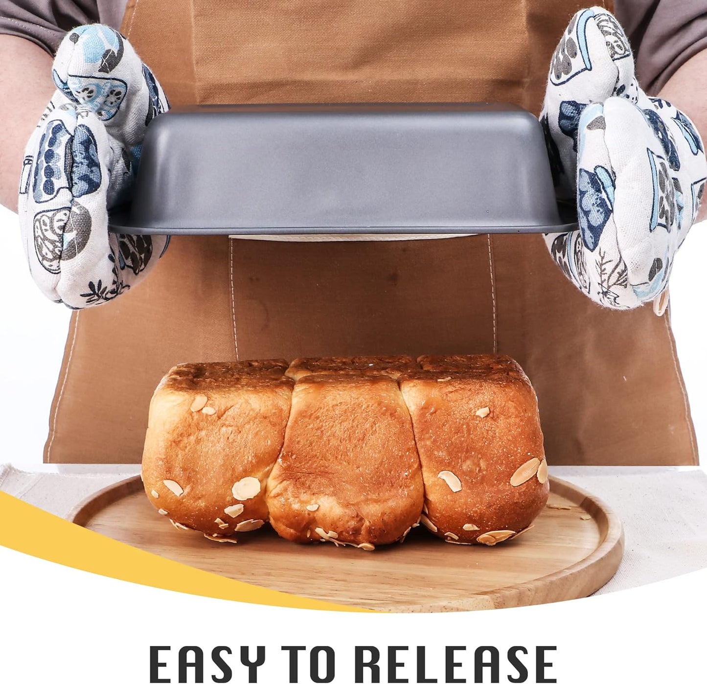 HONGBAKE 3 Pack Loaf Pan Set, 8.5 x 4.5 Inches With Wide Grips Nonstick Bread Tin, 1Lb Perfect for Homemade Baking, Grey