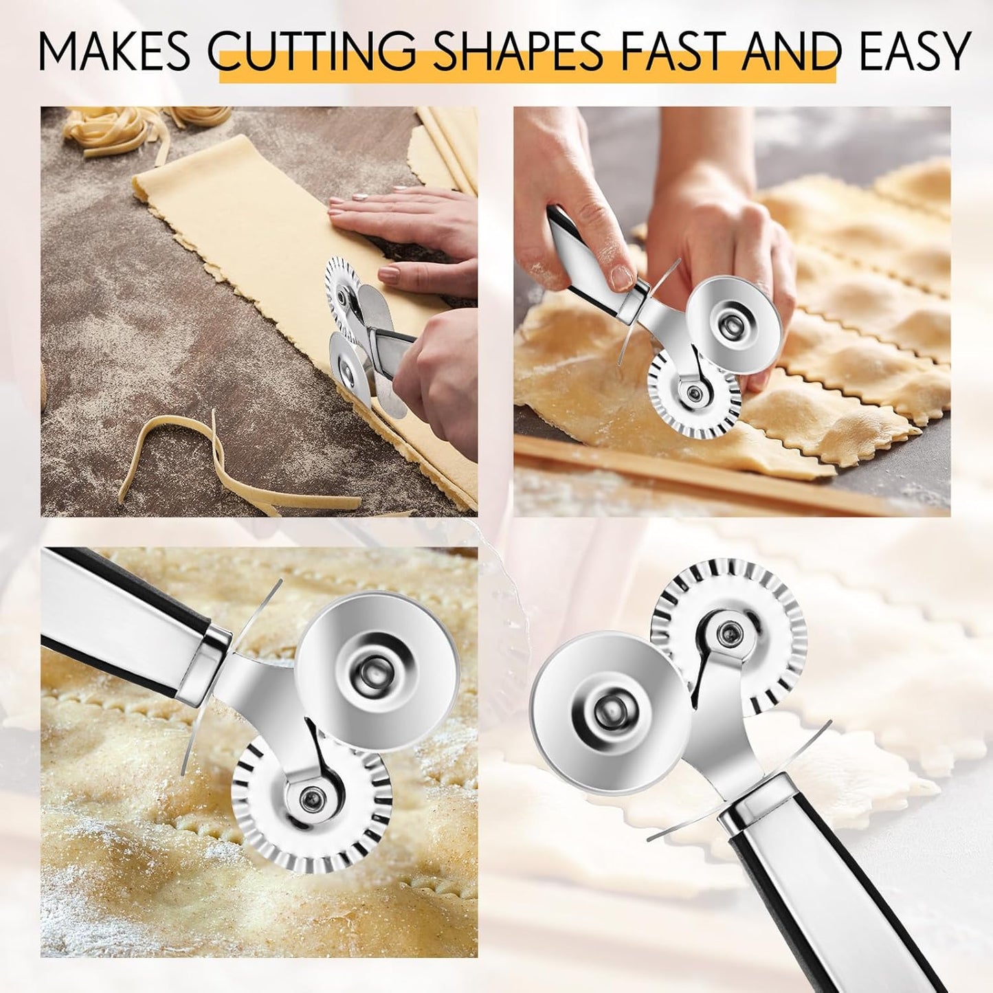 Pasta Drying Rack and Cutter Wheel Ravioli Cutter Wheel Ravioli Roller Plastic Foldable Homemade Fresh Spaghetti Collapsible Stand Stable Easy Storage for Kitchen and Home Dumpling Lasagna