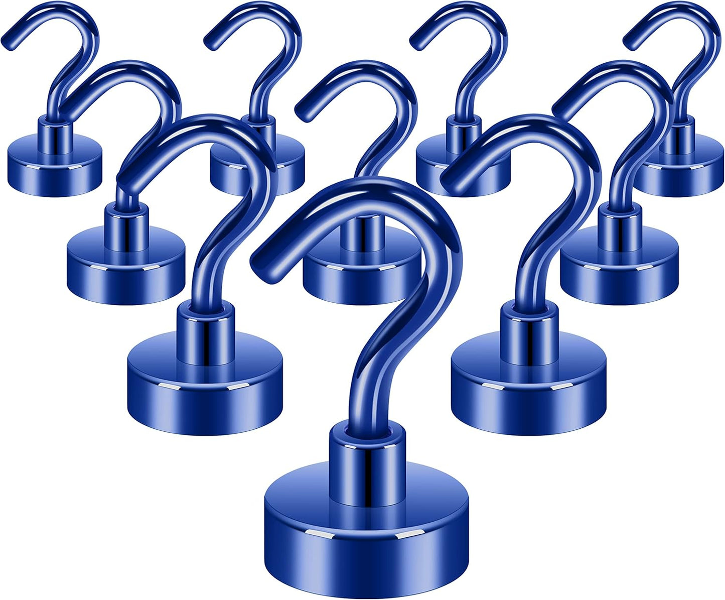 Neosmuk Magnetic Hooks,30lb+ Heavy Duty Earth Magnets with Hook for Refrigerator, Extra Strong Cruise Hook for Hanging, Magnetic Hanger for Cabins, Grill (Navy Blue,10 Pack)