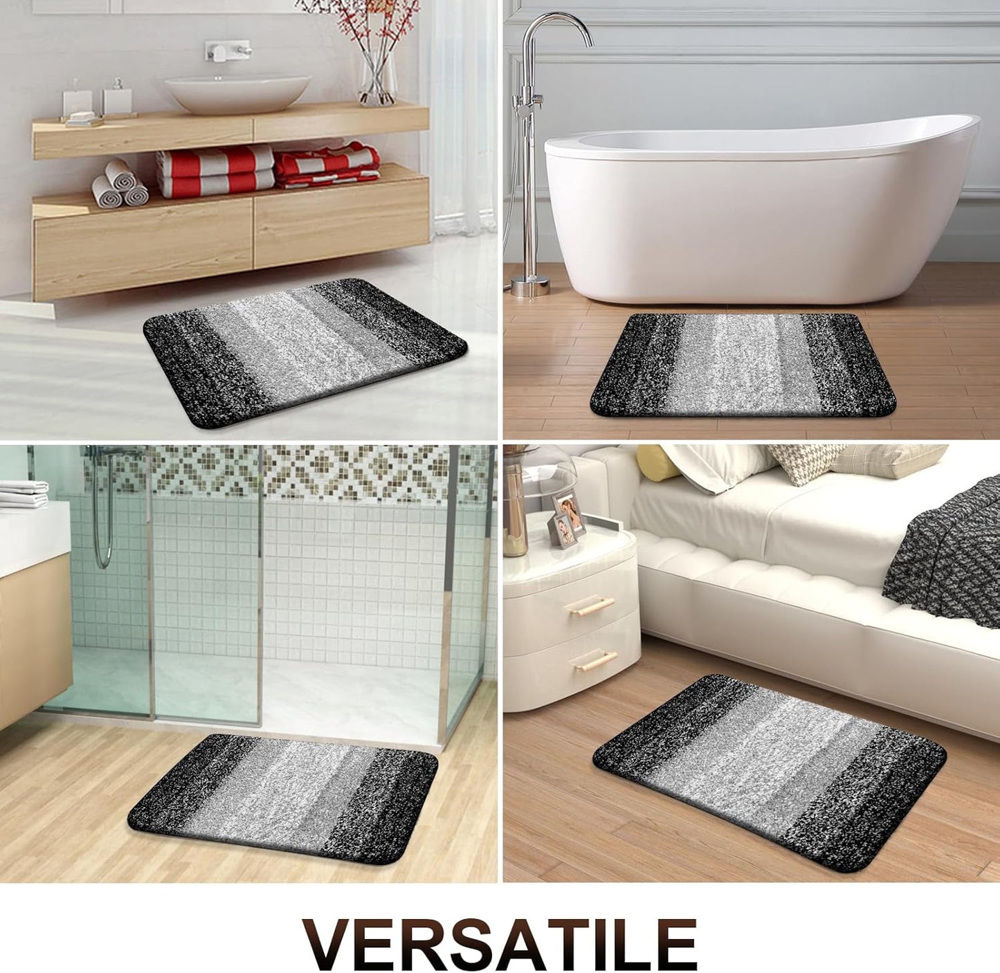 OLANLY Bathroom Rugs Mat 34x21, Extra Soft Absorbent Microfiber Bath Rugs, Rubber Backing, Quick Dry, Machine Washable Bath Mats for Bathroom Floor, Tub and Shower, Home Decor Accessories, Black