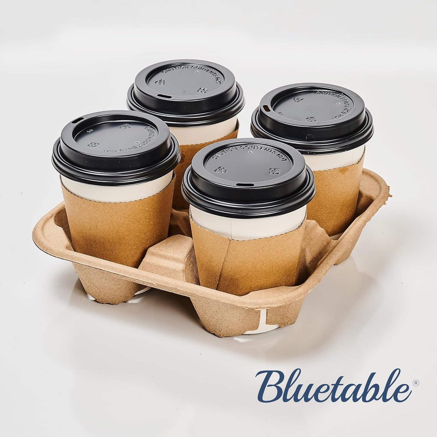 4 Cup 8 oz. - 32 oz. Drink Carriers & Paper Cup Holder (25 Pack) For Disposable Cups, Delivery Carrier- To Go - Coffee Drinks or Iced Drink Molded Fiber [25 Case Pack]