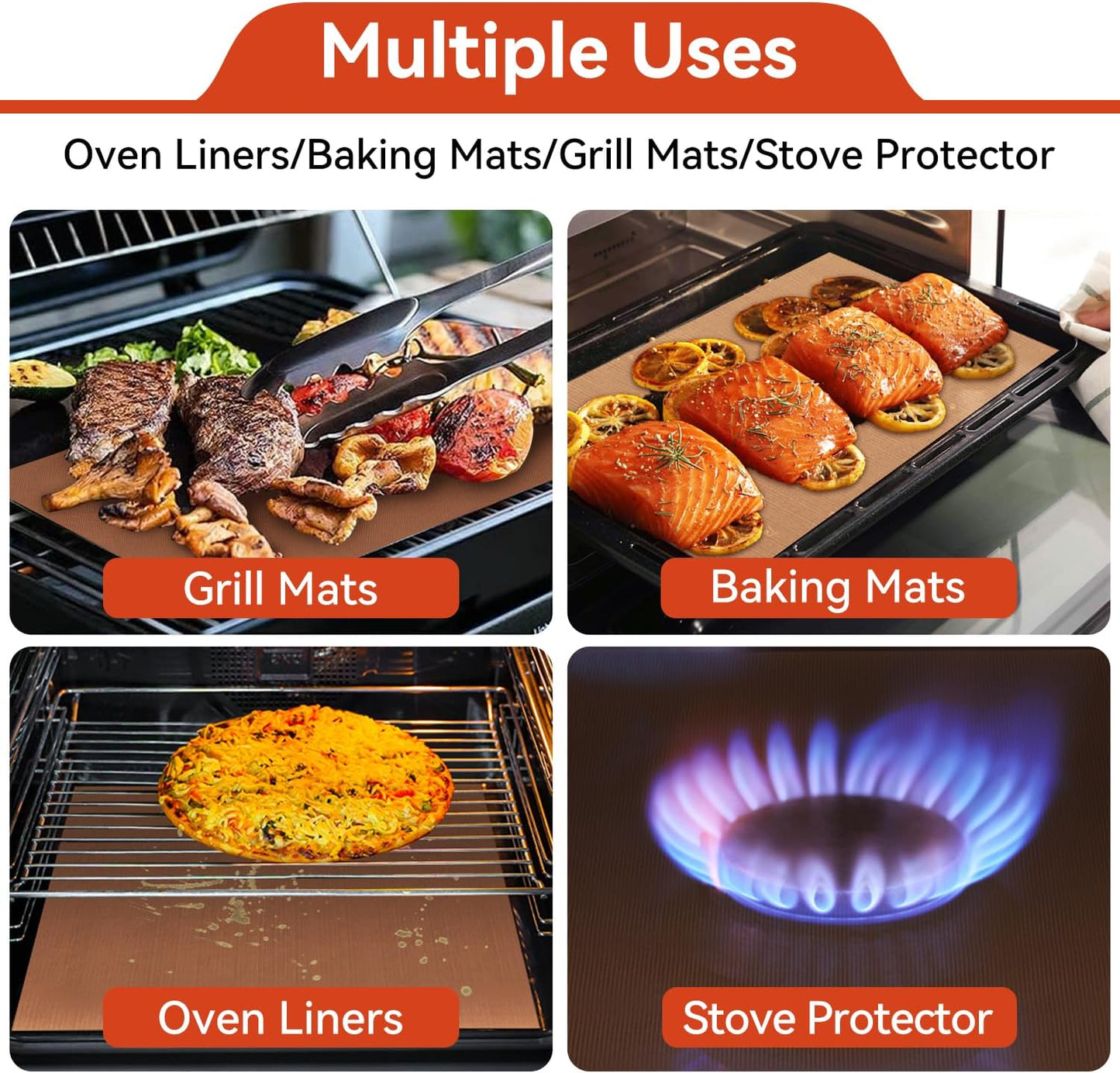 Oven Liners for Bottom of Oven - 2 Pack Large Heavy Duty Mats, 23.6"x15.7" Non-Stick Reusable Liner for Electric, Gas, Toaster Ovens Grills - BPA & PFOA Free Kitchen Accessory to Keep Oven Clean