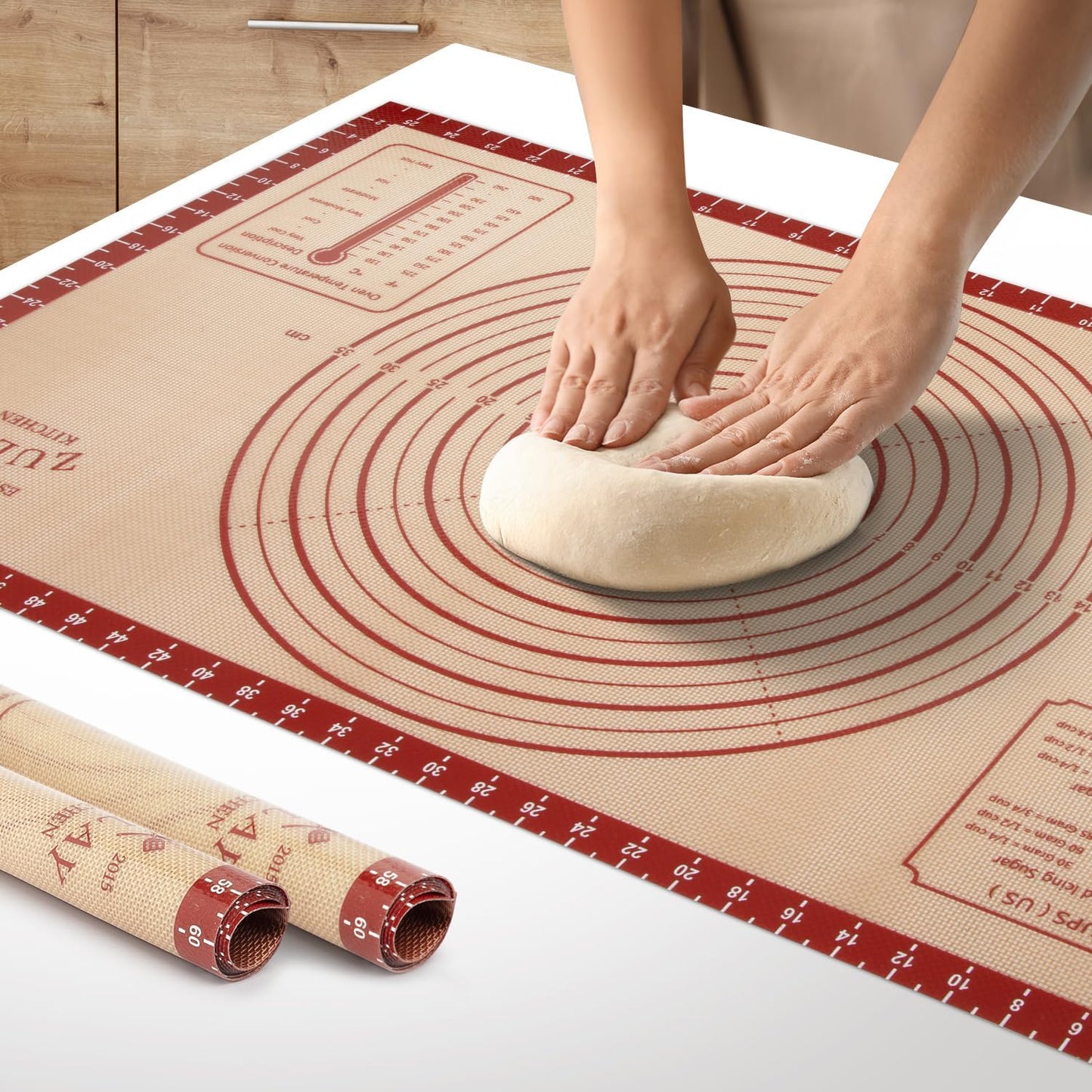 Zulay Kitchen Silicone Baking Mat Sheet - Reusable Silicone Baking Sheet - Easy & Convenient Nonstick Baking Supplies - Mats for Baking - Oven Safe - 16.5"x11.6" (Light Red)