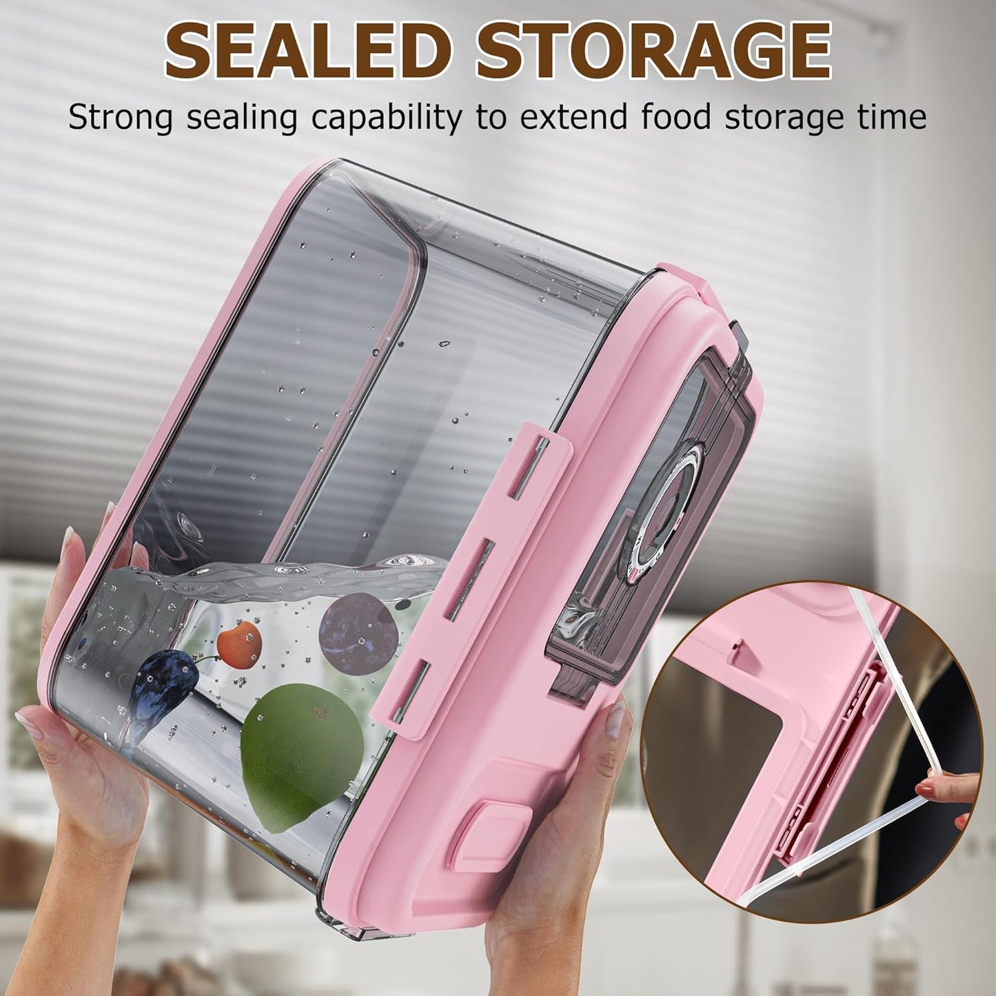 Bread Box, Airtight Braed Storage Container, Bread Box For Kitchen Countertop, Time Recording Bread Storage with Lid, Flip-Top Bread Keeper, Pink