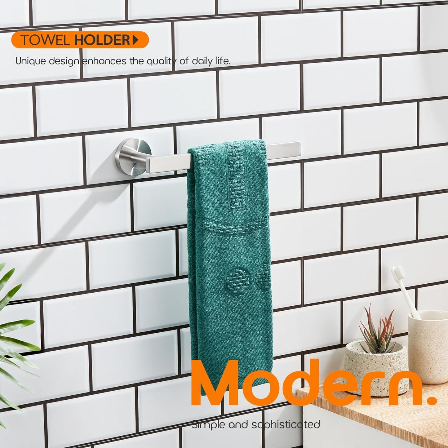 Bath Towel Rings Bathroom Towel Holder Modern Small Hand Towel Bars 2 Pack Stainless Steel Wall Mounted Brushed Nickel AN3001BR-P2