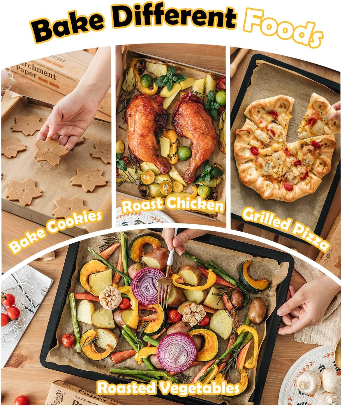 Katbite 12x16 Inch Parchment Paper Sheets, Pre cut Unbleached Baking Paper, Heavy Duty & Non-stick for Half Sheet Baking, Cooking, Grilling Wrapping Foods