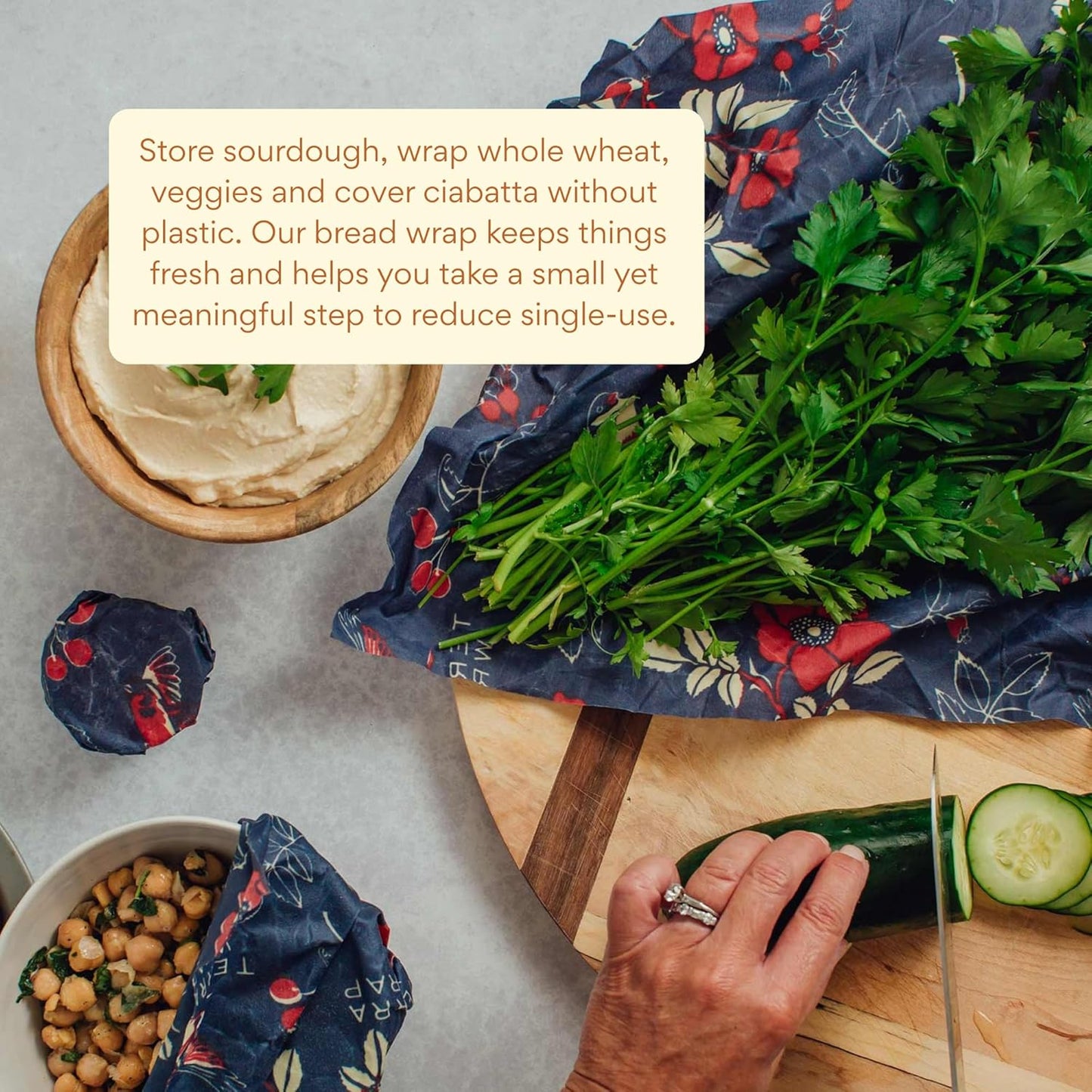 Bee's Wrap Beeswax Wraps for Food - Botanical Bread Wrap - Made in USA Reusable Bread Storage Bags - Organic & Eco-Friendly Alternative to Aluminum Foil, Sourdough Bags & Plastic Wrap