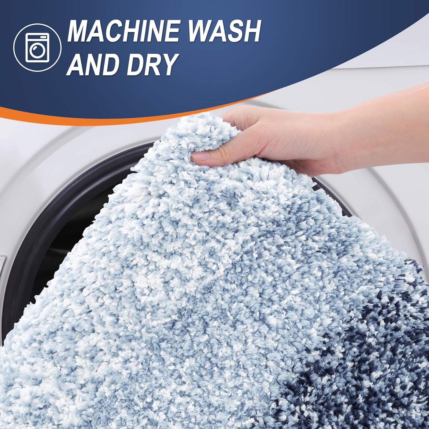 OLANLY Bathroom Runner Rugs 47x20, Extra Soft Absorbent Microfiber Bath Rugs, Rubber Backing, Quick Dry, Washable Bath Mats for Bathroom Floor, Tub and Shower, Home Decor Accessories, Navy Blue