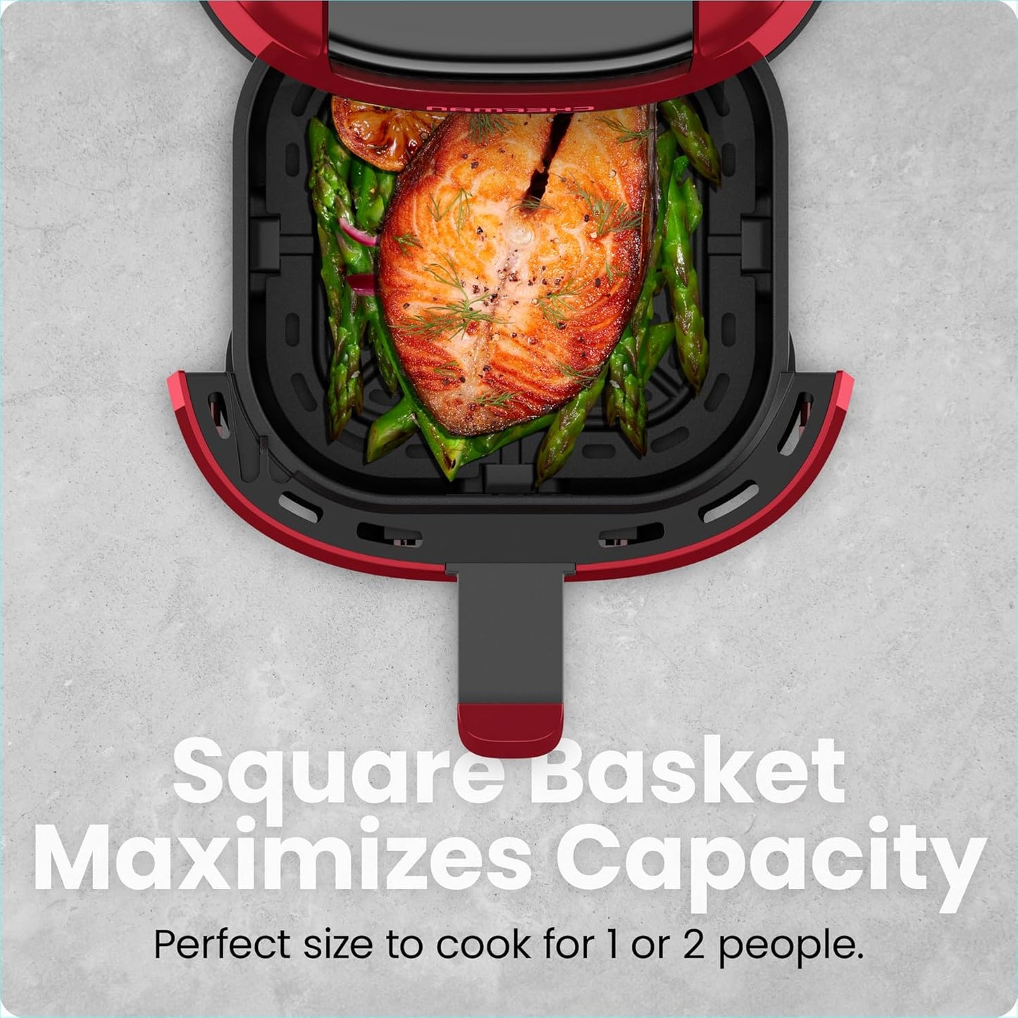 CHEFMAN 2 Qt Mini Air Fryer – Digital Space-Saving Compact Air Fryer with Nonstick and Dishwasher Safe Basket, Quick & Easy Meals in Minutes, Features Digital Timer and Shake Reminder – Red