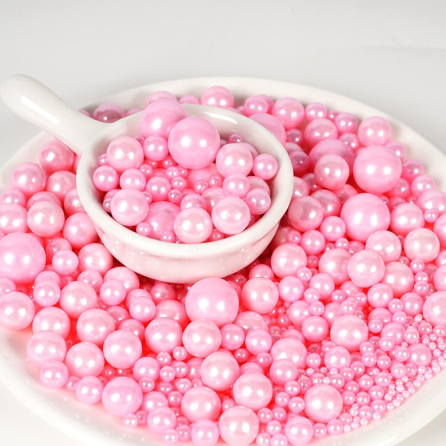 Kasvan Pink Pearl Sugar Sprinkles - Edible Candy Pearls 130g/4.58 Oz, Mix Size, Baking Cake Decorations, Ice Cream Toppings and Cookie Decorating, Wedding Party Chirstmas Supplies