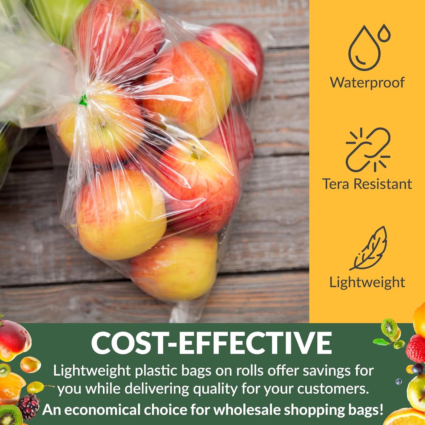 Plastic Produce Bag on a Roll, 11 x 17 Inch. Roll of 610 Clear Food Storage Bags, 0.5 Mil. Roll of Plastic Bags for Food. Clear Food Bags. Plastic Food Bags for Meat, Fruits, Meals