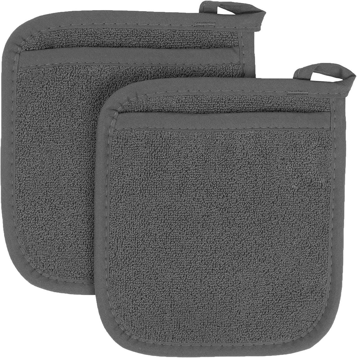 RITZ Terry Pocket Mitt & Hot Pad: Unparalleled Heat Resistant, Durable 100% Cotton,Ergonomically Designed for Optimal Grip, Easy-Care Machine Washable 2-Pack,Graphite