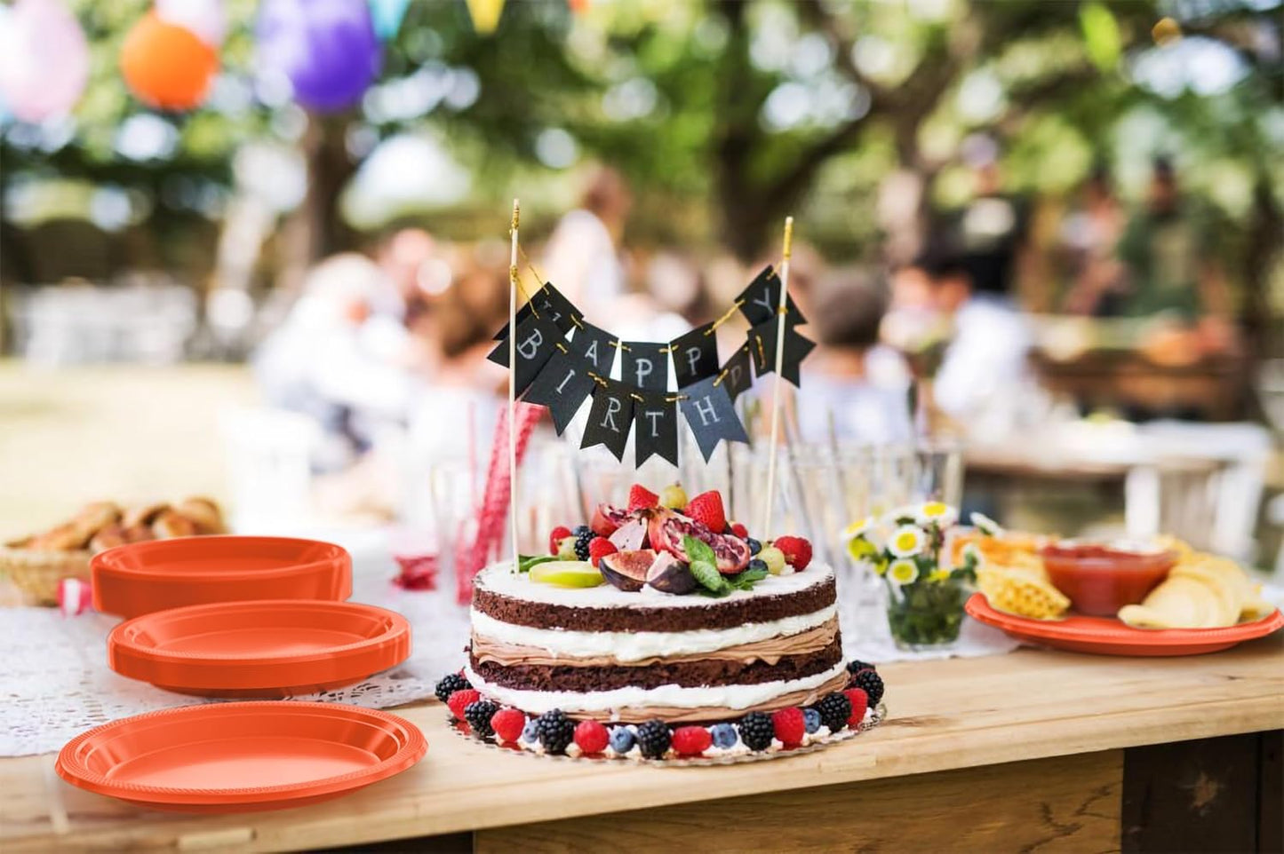 Exquisite Party Solids Orange Plastic Plates For Party 9" Orange Disposable Plates Heavy Duty Supplies 100 Pcs Plastic Dinnerware Sets Heavy Duty 350 GSM Disposable Dinnerware Set