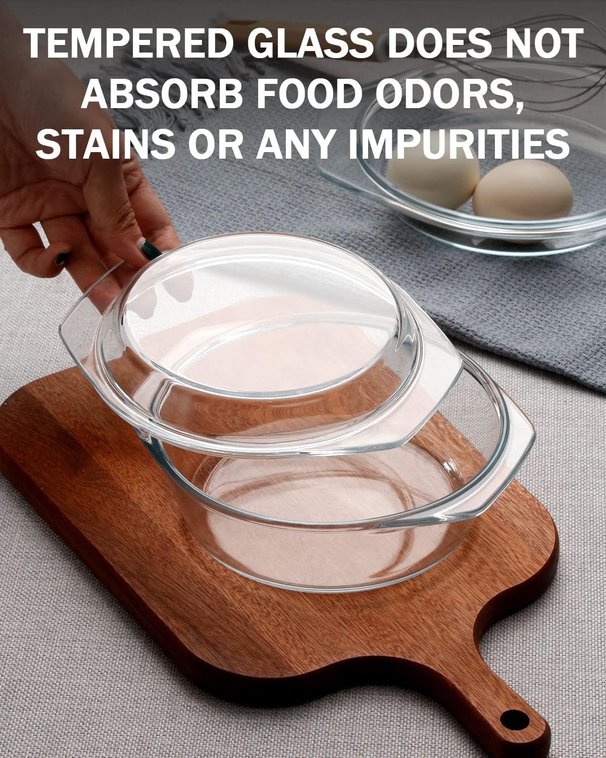 Clear Round Glass Casserole With Lid Glass Bakeware Easy Grab Baking Dish,Microwave, Oven, Freezer, and Dishwasher Safe (0.65L)