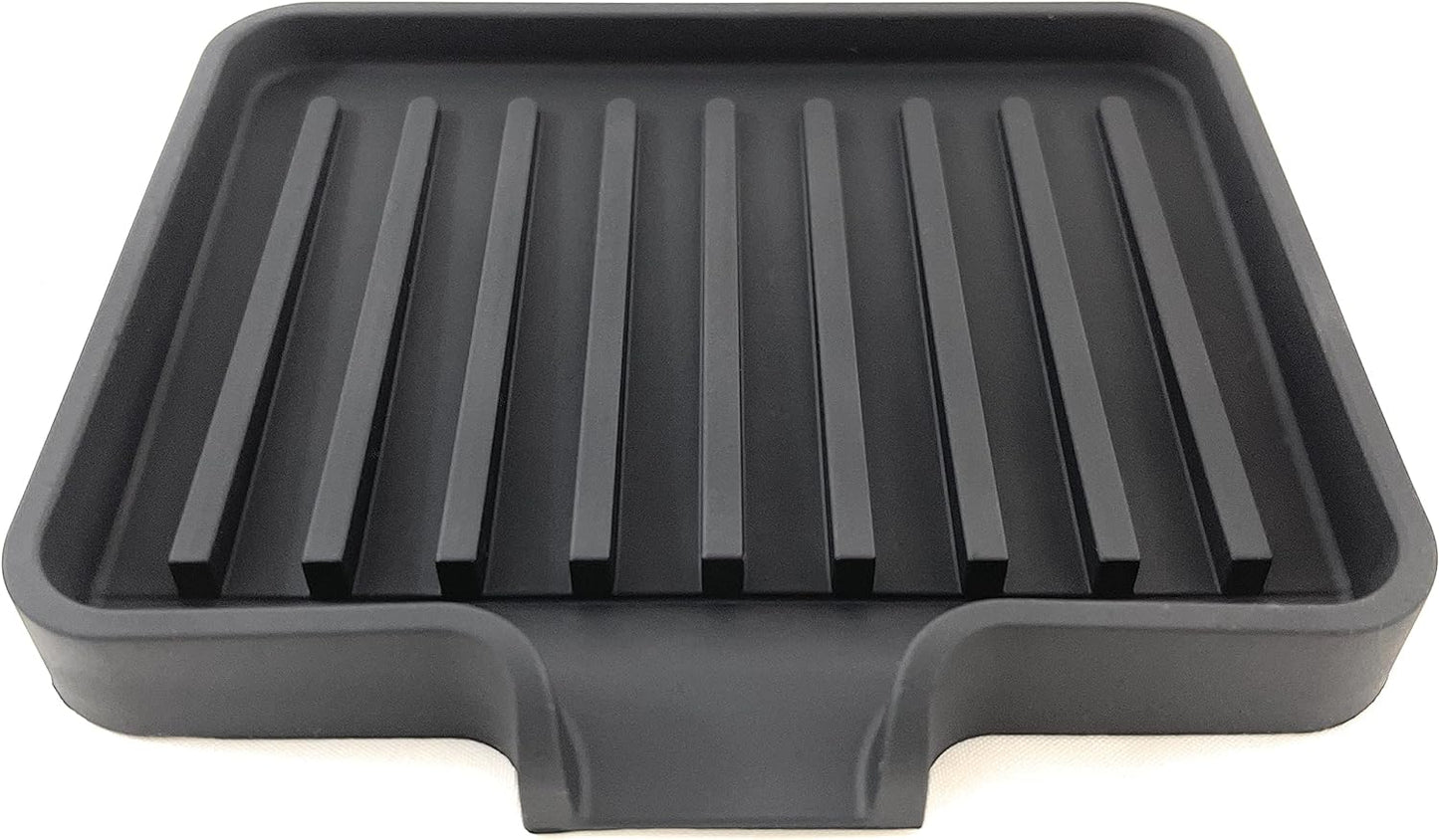 Happitasa Silicone Soap Dish Tray and Sponge Holder with Drain Chute, Pack of 2 | Bathroom and Kitchen Sink Organizer Caddy (Black, 5.2"x4", 7.2 Ounces)