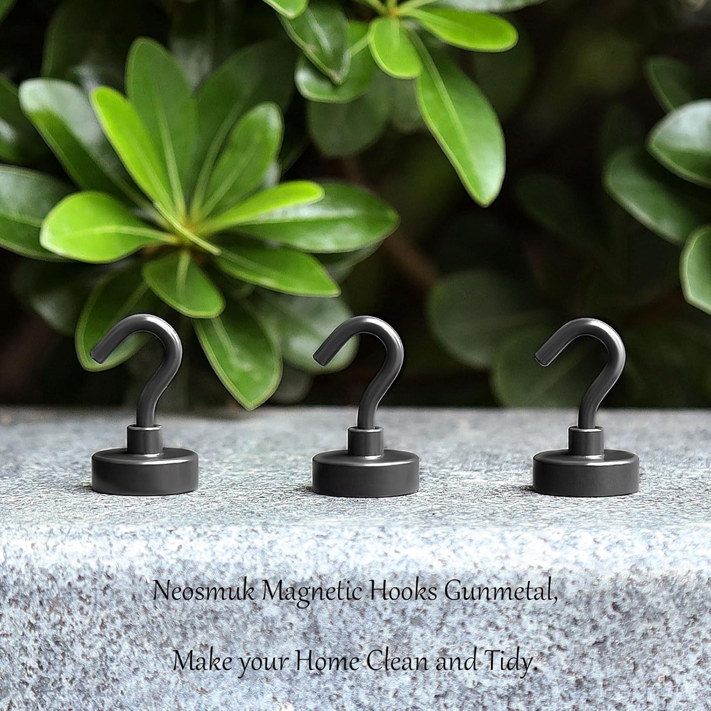 Neosmuk Magnetic Hooks, 40lb Heavy Duty Earth Magnets with Hook for Refrigerator, Extra Strong Cruise Hook for Hanging, Magnetic Hanger for Cabins, Grill (Gunmetal, Pack of 10)