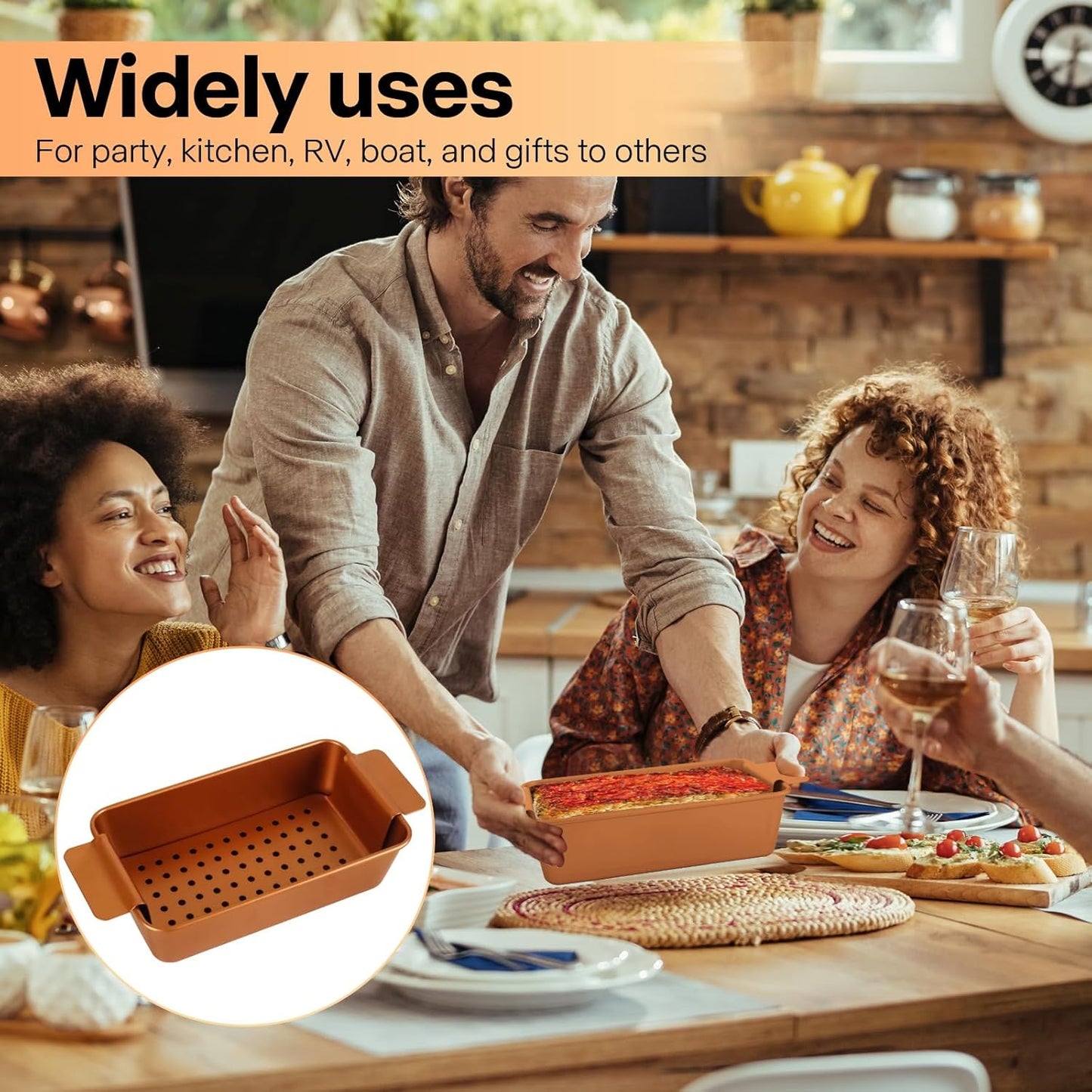 Gold Meatloaf Pan with Drain Tray, Non Stick loaf Pan Set of 2, Heavy Duty 9.8x5.7 Inch Meat loaf Pan with Insert Drip Rack, for Baking Bread and Healthy Meatloaf