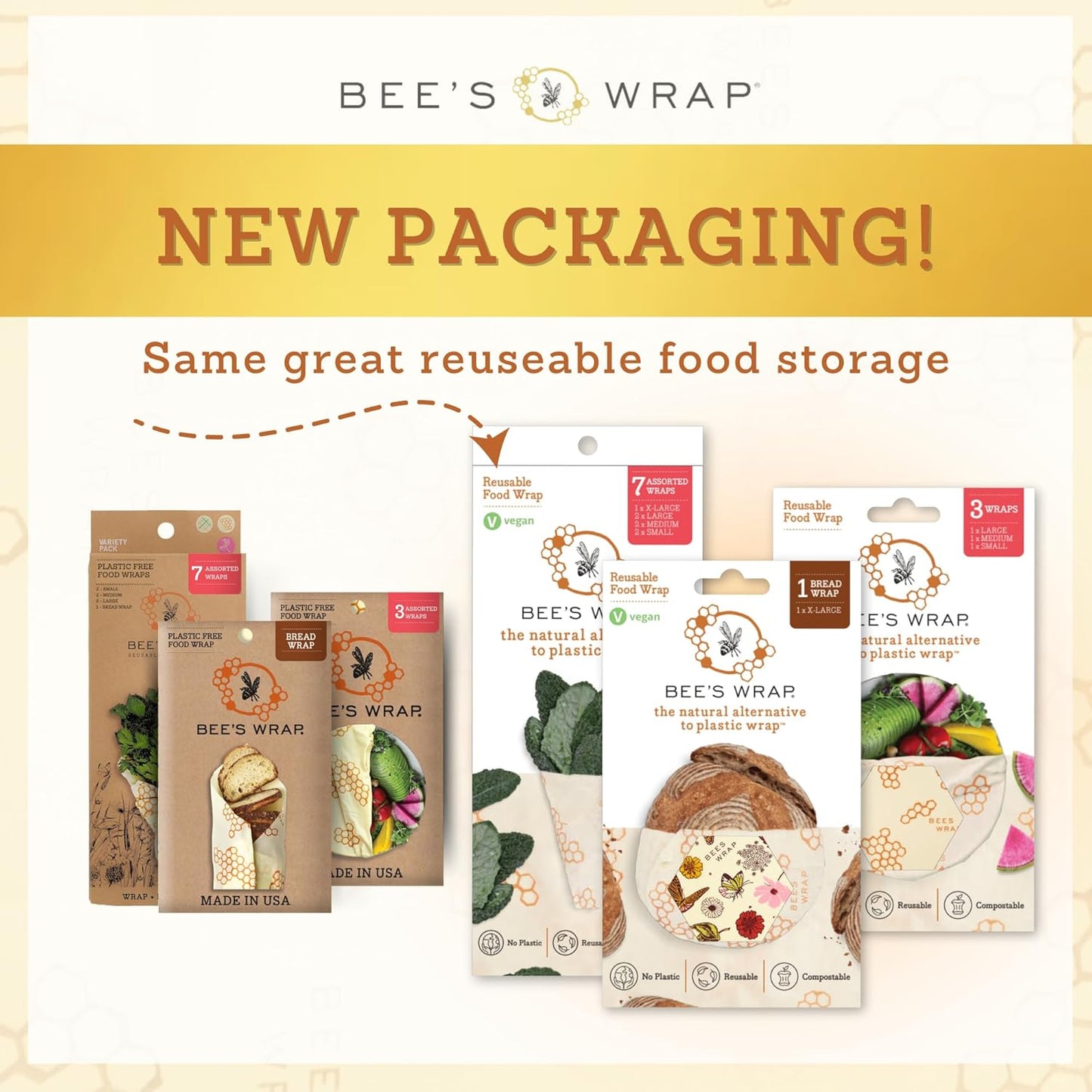 Bee's Wrap Beeswax Wraps for Food - Botanical Bread Wrap - Made in USA Reusable Bread Storage Bags - Organic & Eco-Friendly Alternative to Aluminum Foil, Sourdough Bags & Plastic Wrap