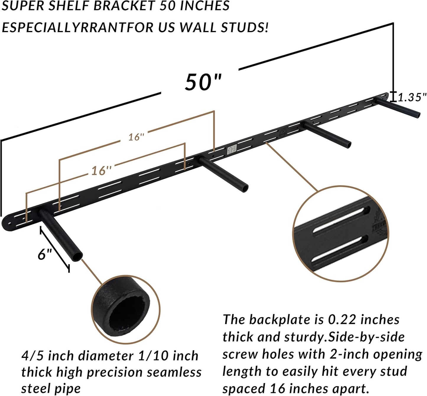 Rustic Floating Shelves 60 inch Long 8 "deep Set of 2, Heavy Duty Wood Wall Mounted Shelves for Bathroom Living Room Kitchen,Book Shelves with Thickened Hidden Bracket- Walnut