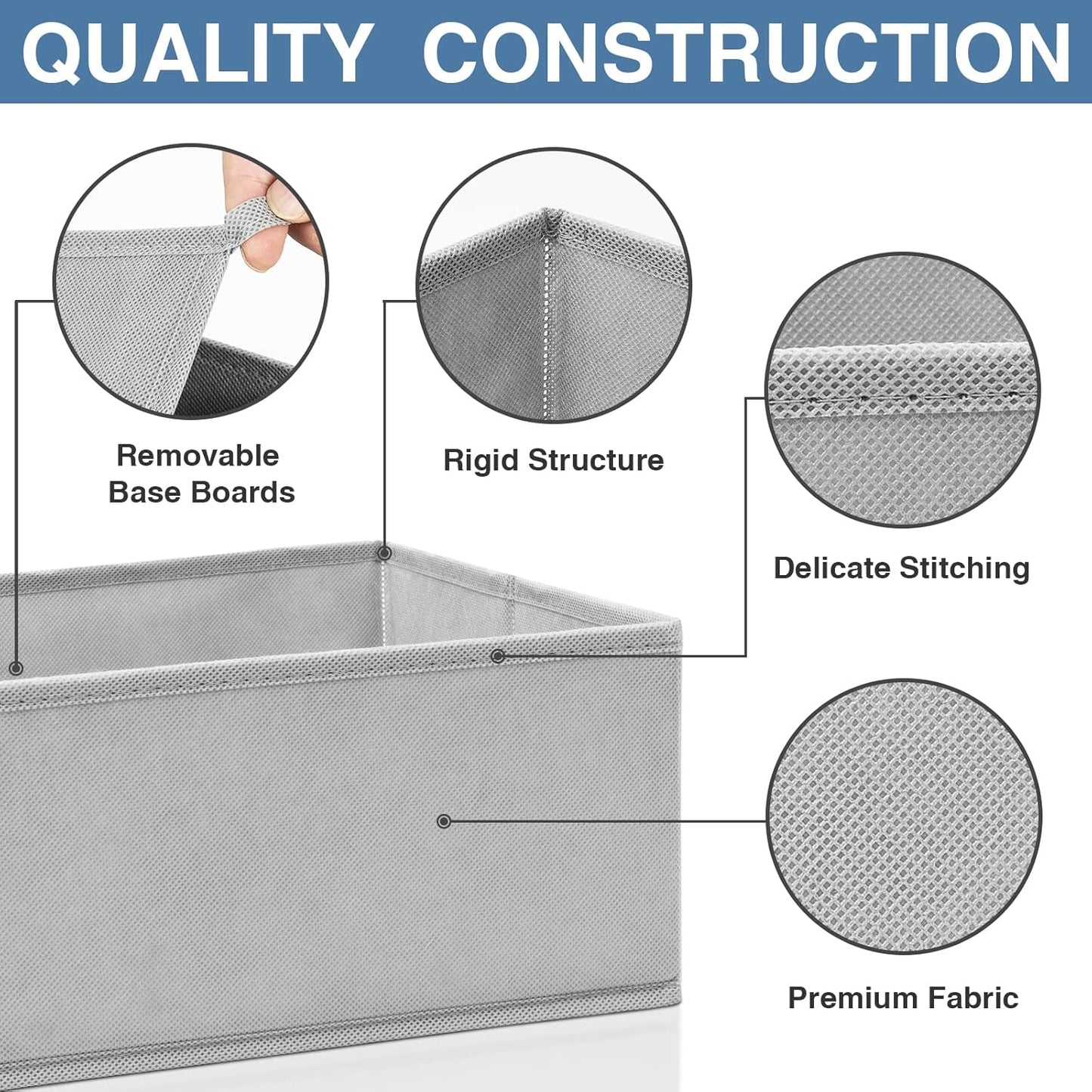 Criusia Drawer Organizer for Clothing, 12 Pack Sock Underwear Drawer Organizer Bins, Foldable Fabric Closet Organizers and Storage, Dresser Drawer Dividers for Baby Clothes, Bra, Scarves, Belt, Tie