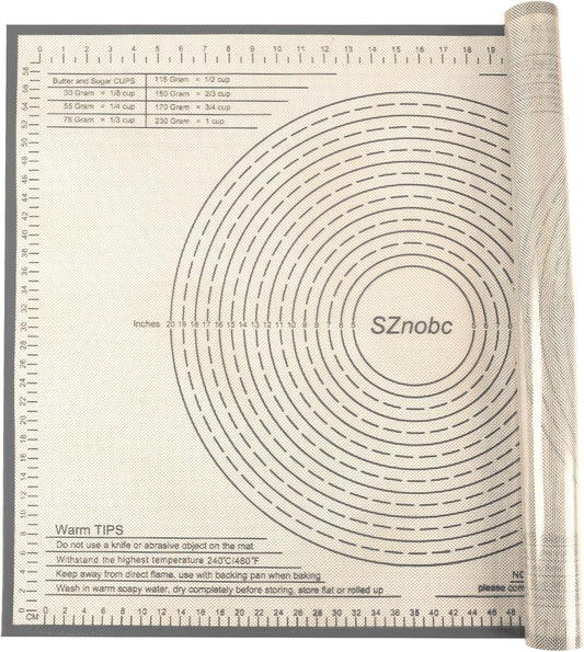 Silicone Pastry Mat 34'' By 26'' Extra Large Baking Mat with Measurements for Dough Rolling, Kneading Board, Kitchen Counter Mats for Dough, Pastry, Fondant, Pie Crust, Cookies, Bread, Pasta, Pizza