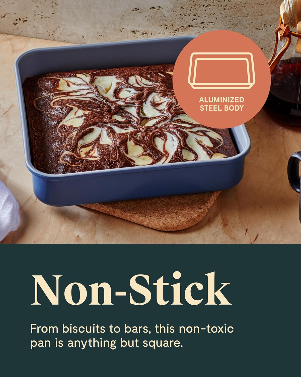 Caraway Non-Stick Ceramic 9” Square Pan - Naturally Slick Ceramic Coating - Non-Toxic, PTFE & PFOA Free - Perfect for Brownies, Lemon Bars, Cakes, & More - Black