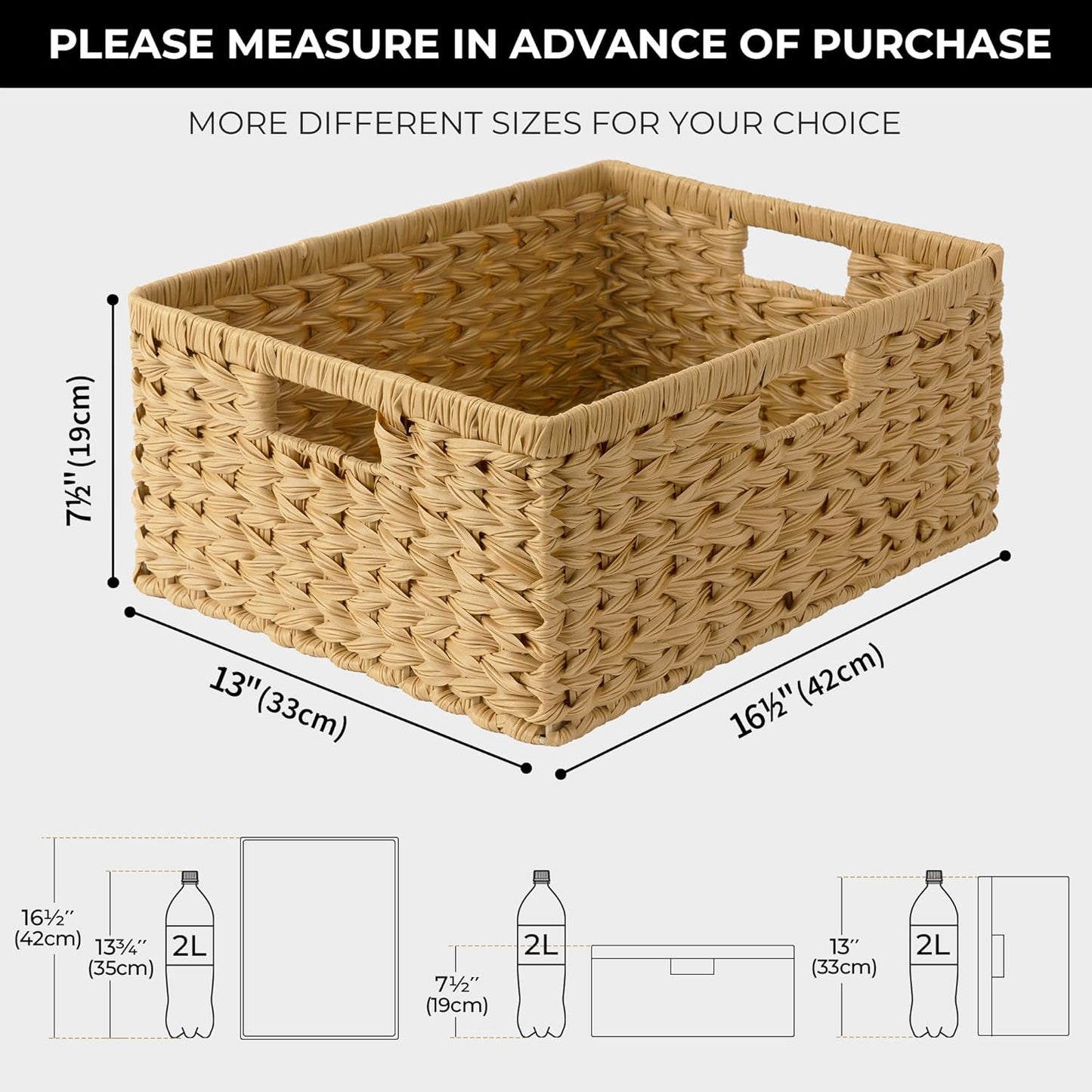 GRANNY SAYS Large Wicker Basket, Decorative Woven Basket for Storage, Wicker Basket with Handles, Waterproof Storage Basket for Shelves, 1-Pack