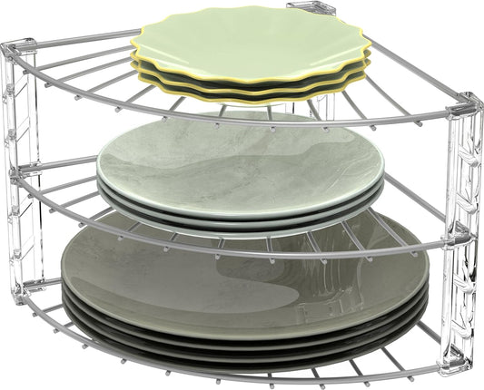 Simple Houseware 3-Tier Counter Corner Shelf Organizer, Silver