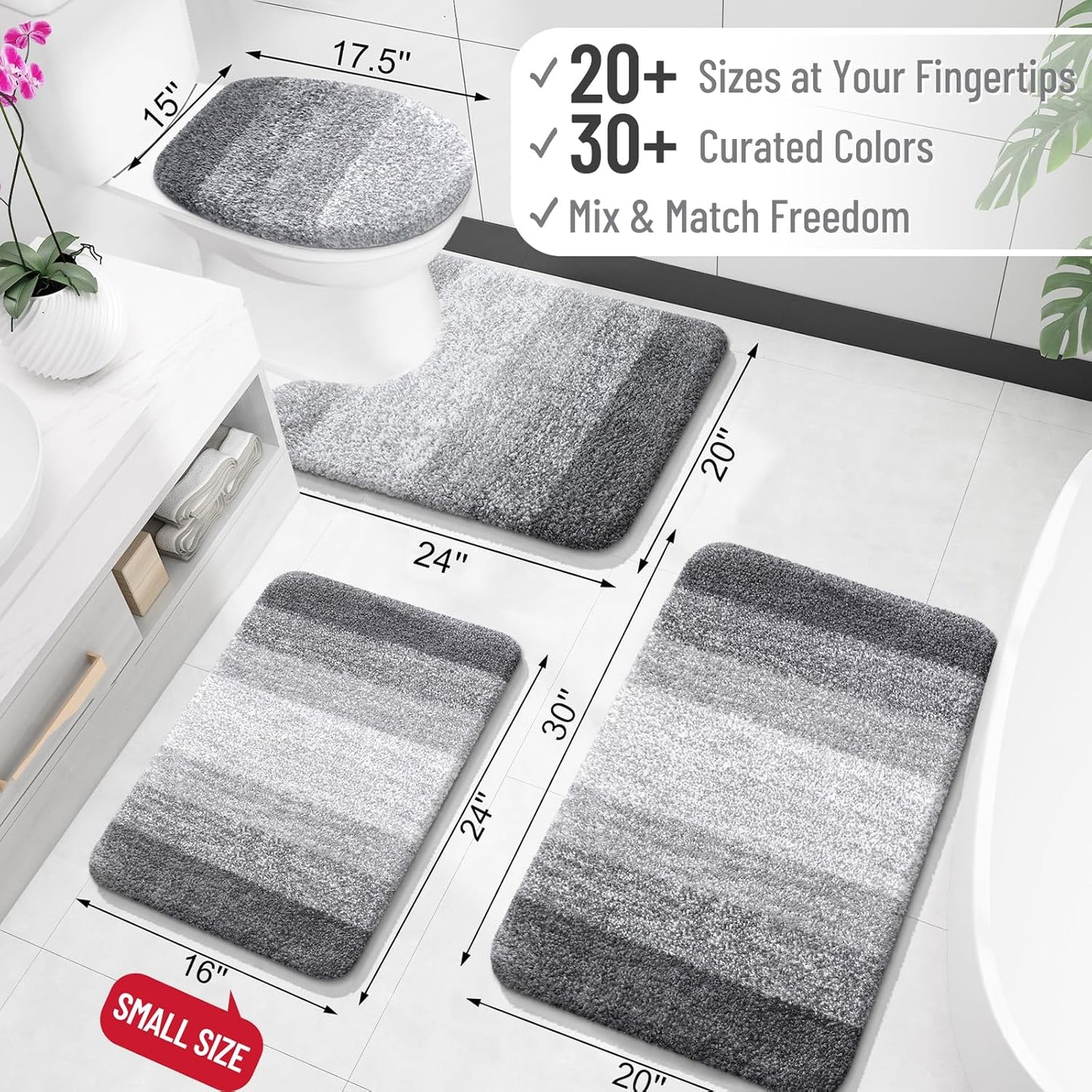 OLANLY Bathroom Rugs Mat 59x35, Extra Soft Absorbent Microfiber Bath Rugs, Rubber Backing, Quick Dry, Machine Washable Bath Mats for Bathroom Floor, Tub and Shower, Home Decor Accessories, Grey