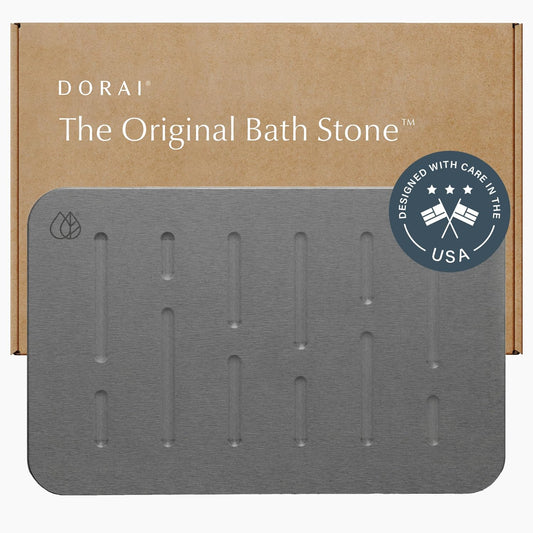 Dorai Home Bath Stone – Luxury Quick-Drying Stone Bath Mat, Non-Slip Surface, Rubberized Bottom Pad, Rain Slate