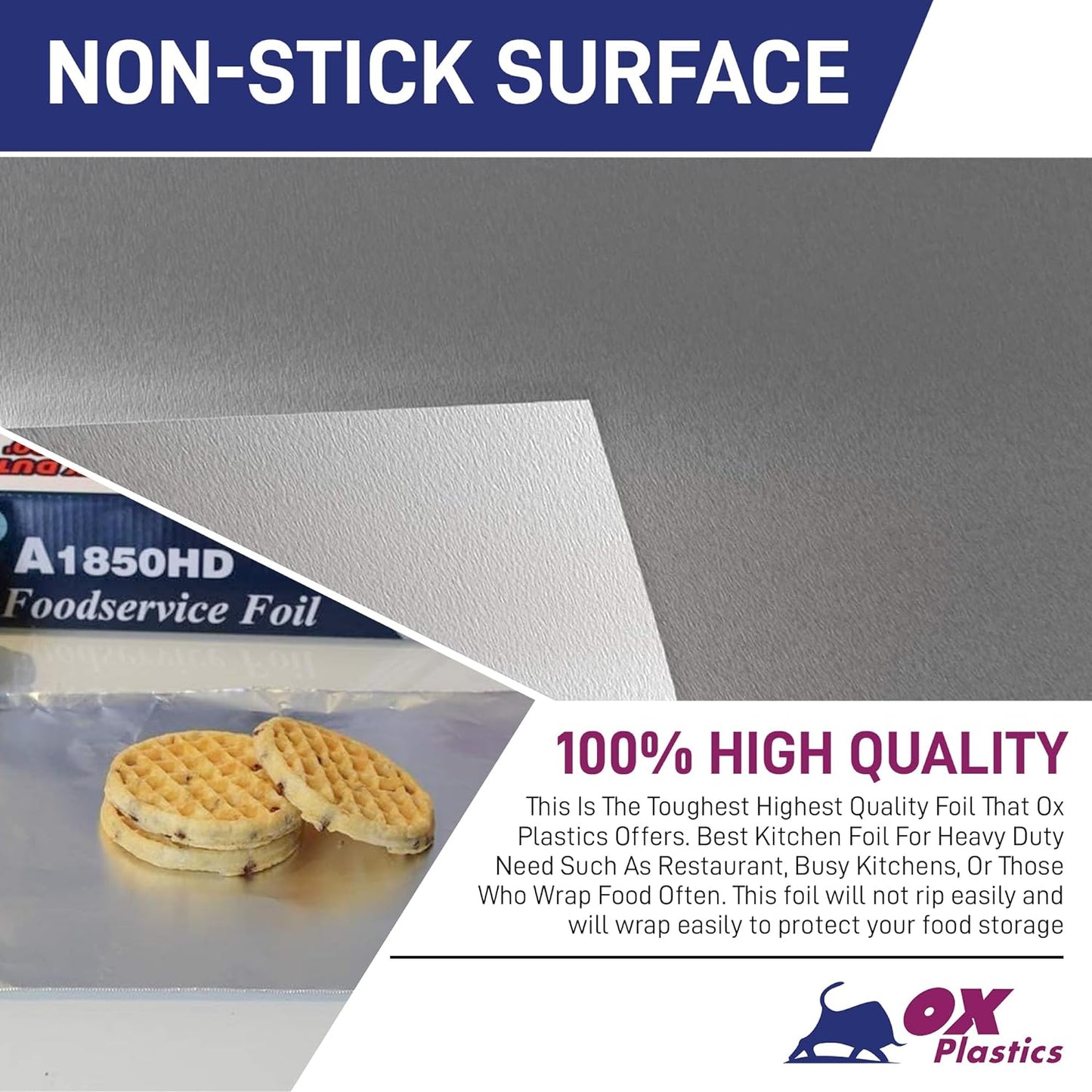 Aluminum Foil Wrap | Heavy-Duty, Commercial Grade for Food Service Industry | Silver Foil for Cooking, Roasting, Baking, BBQ & Parties | 18"x 500 feet (4 Pack)