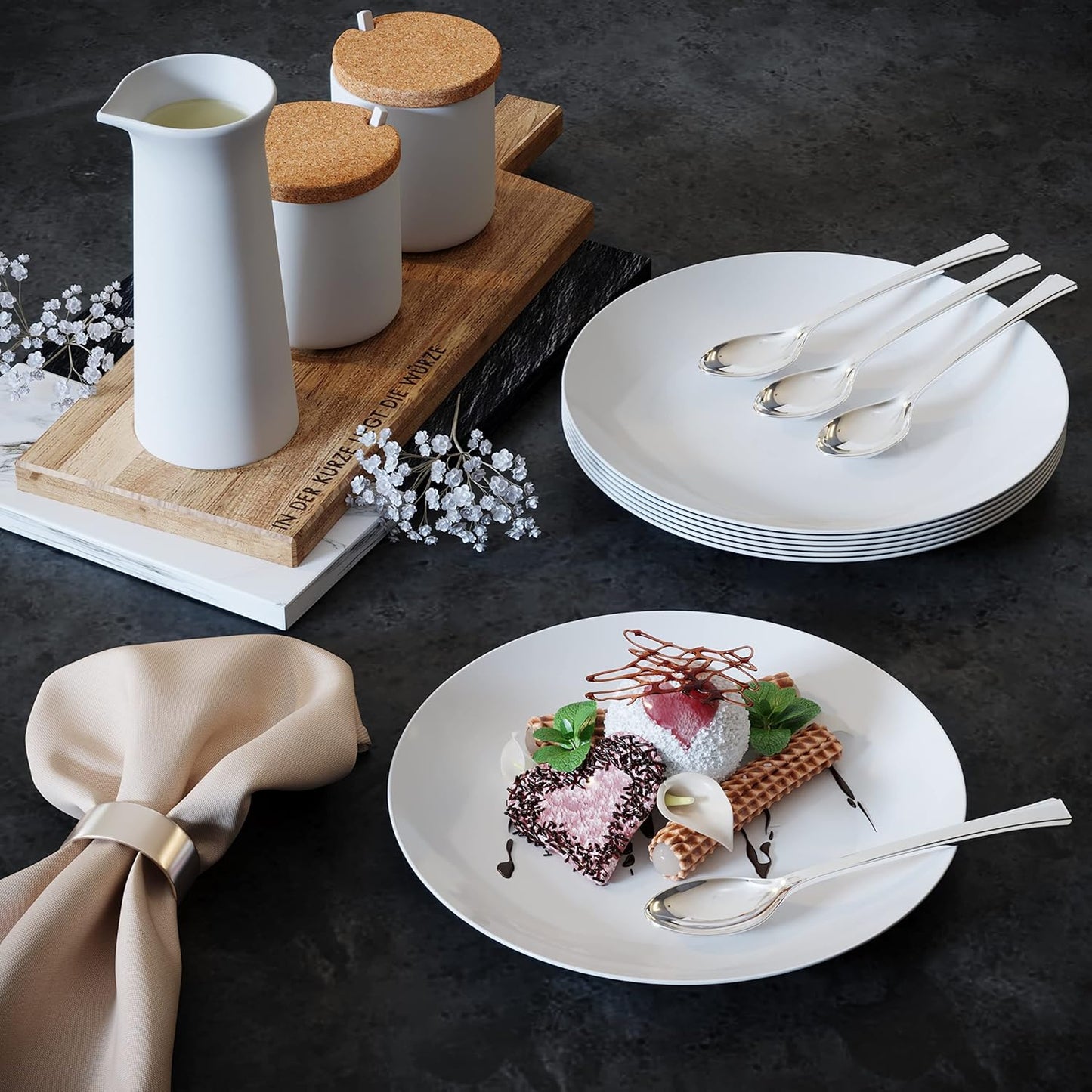 Mini Dessert Spoons - Bulk Pack of 100 Mini Silver Disposable Spoons - 4 Inch Plastic - Bpa Free - Food Safe