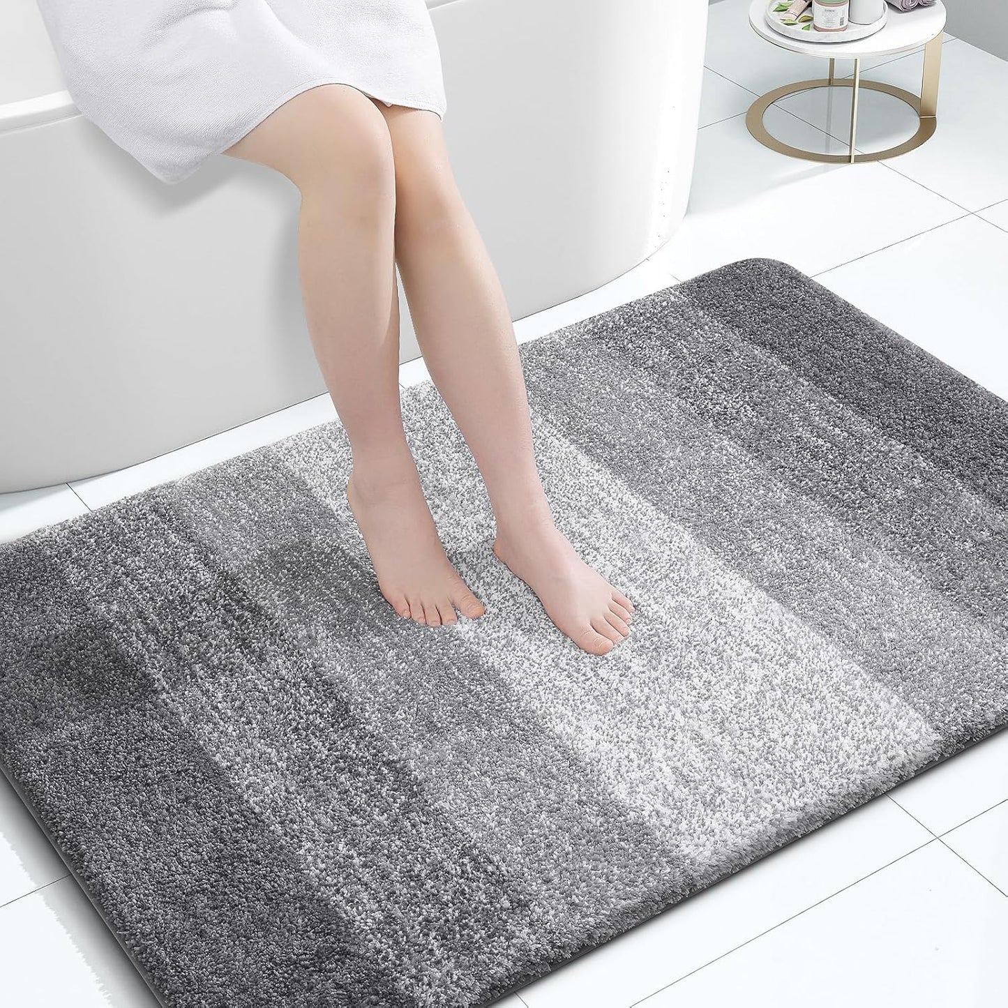 OLANLY Bathroom Rugs Mat 47x32, Extra Soft Absorbent Microfiber Bath Rugs, Rubber Backing, Quick Dry, Machine Washable Bath Mats for Bathroom Floor, Tub and Shower, Home Decor Accessories, Grey