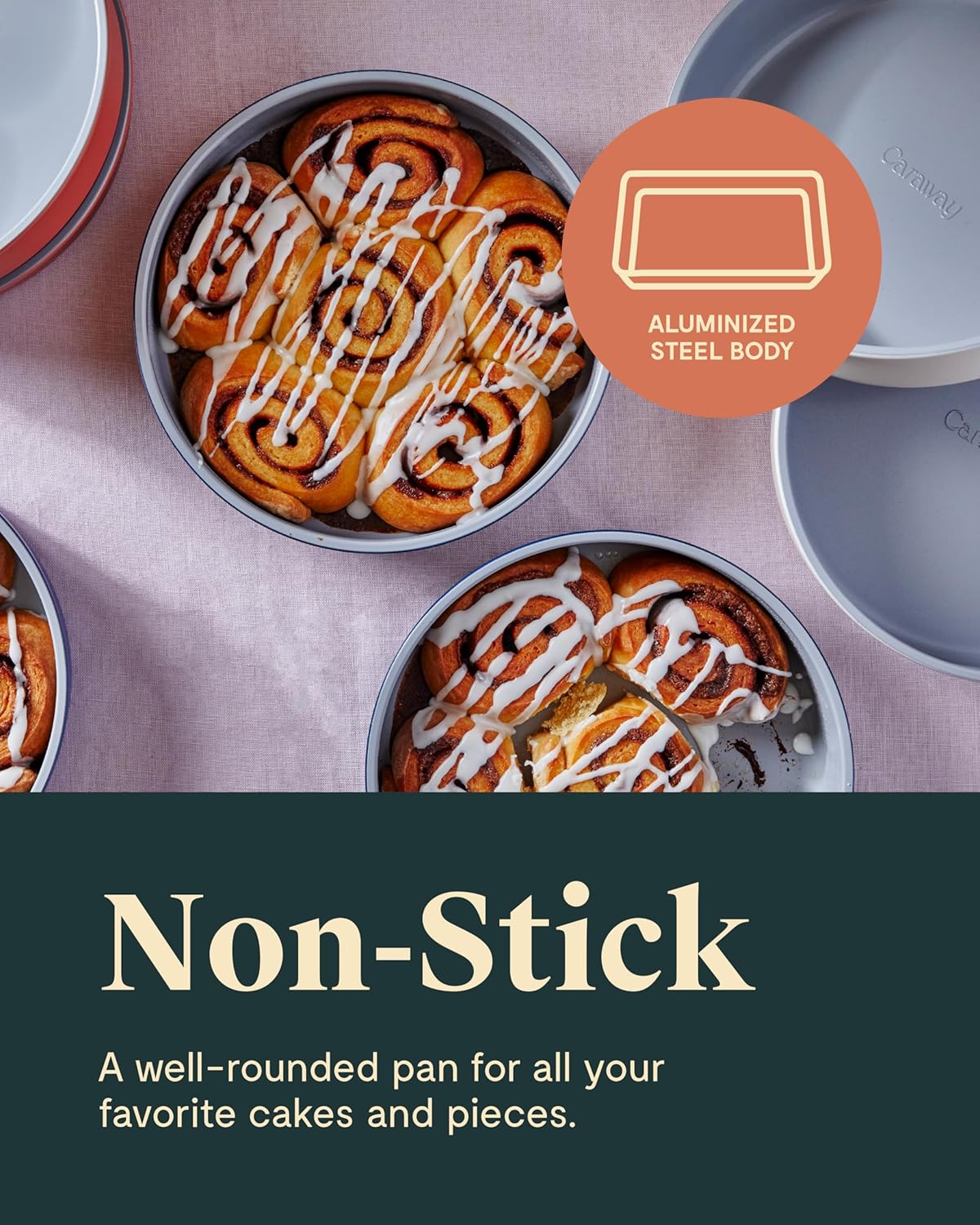 Caraway Non-Stick Ceramic 9” Circle Pans - Naturally Slick Ceramic Coating - Non-Toxic, PTFE & PFOA Free - Perfect for Birthday Cakes, Tartes, & More - Cream